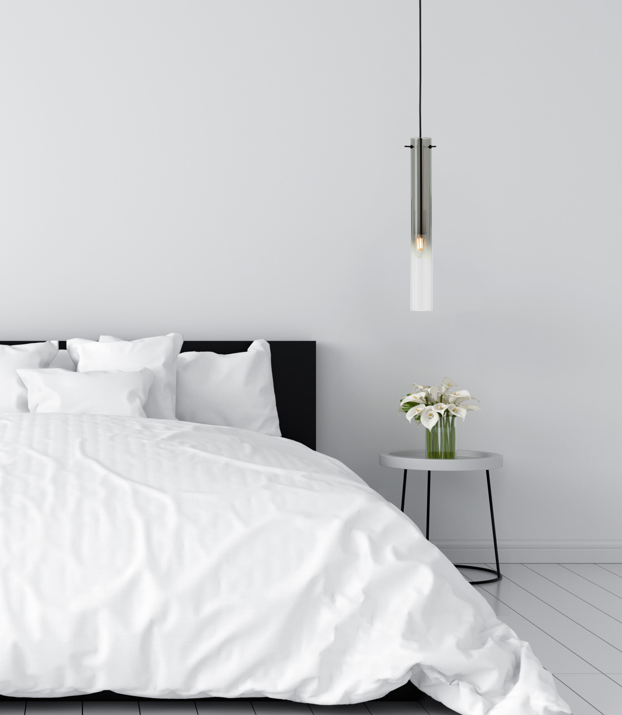 Brilliant Pendelleuchte »Glasini« E14 1 Stk. 199 x 15 cm, E14, kürzbar, Metall/Rauchglas, matt schwarz