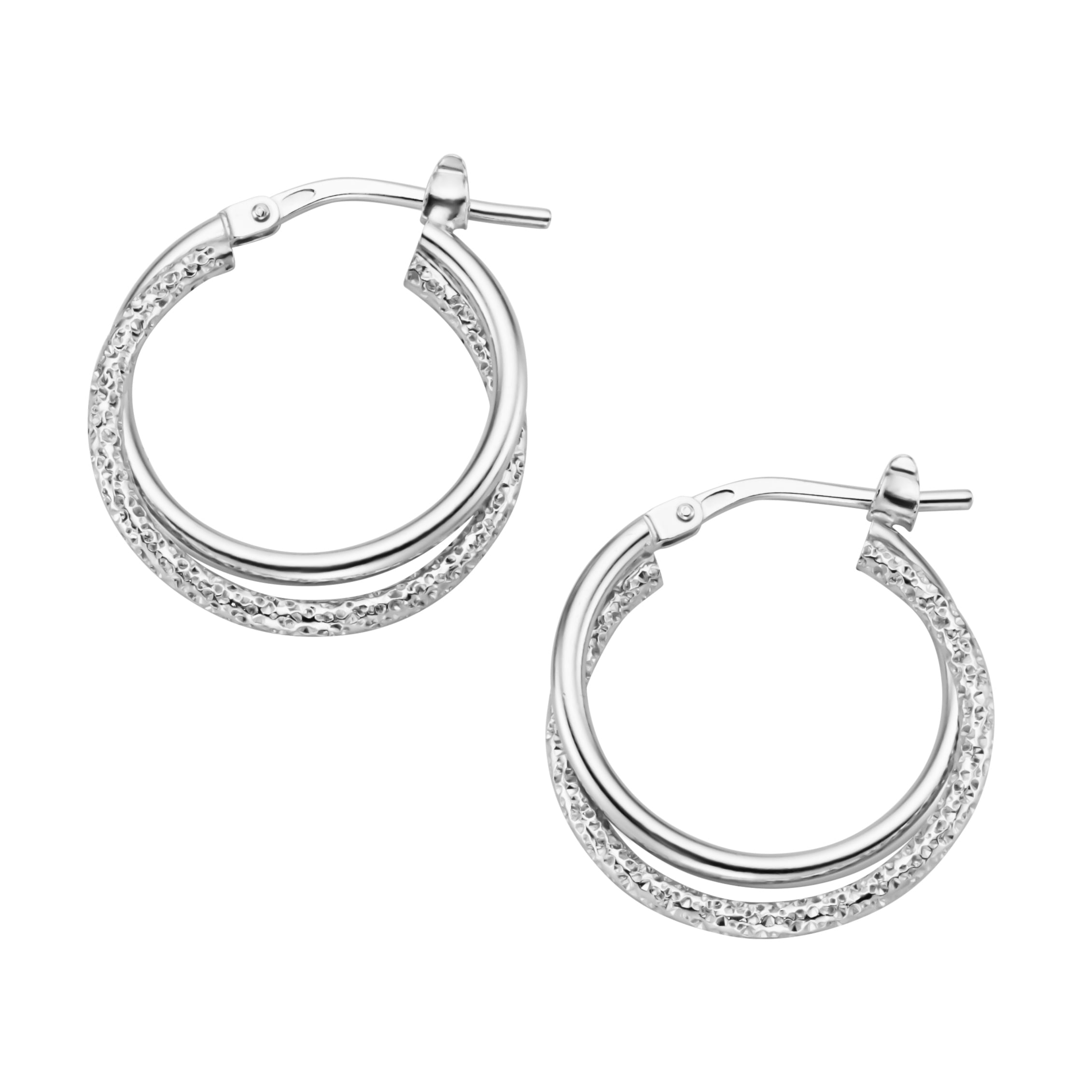 Smart Jewel Paar Creolen »Creolen zweireihig, glänzend und strukturiert, Silber 925«