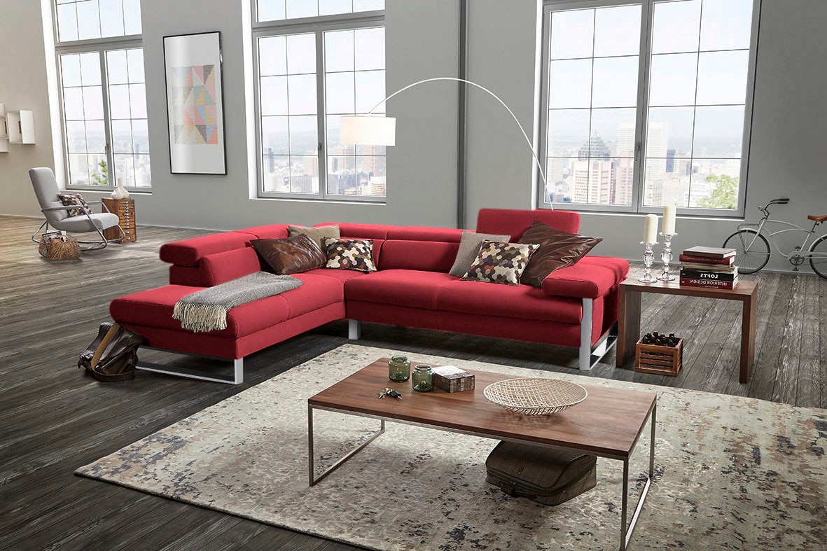 W.SCHILLIG Ecksofa »finn, toller Sitzkomfort, L-Form, hochwertige Verarbeitungsdetails«, German Design Award 2016, Fußgestell Chrom glänzend, Breite 281 cm