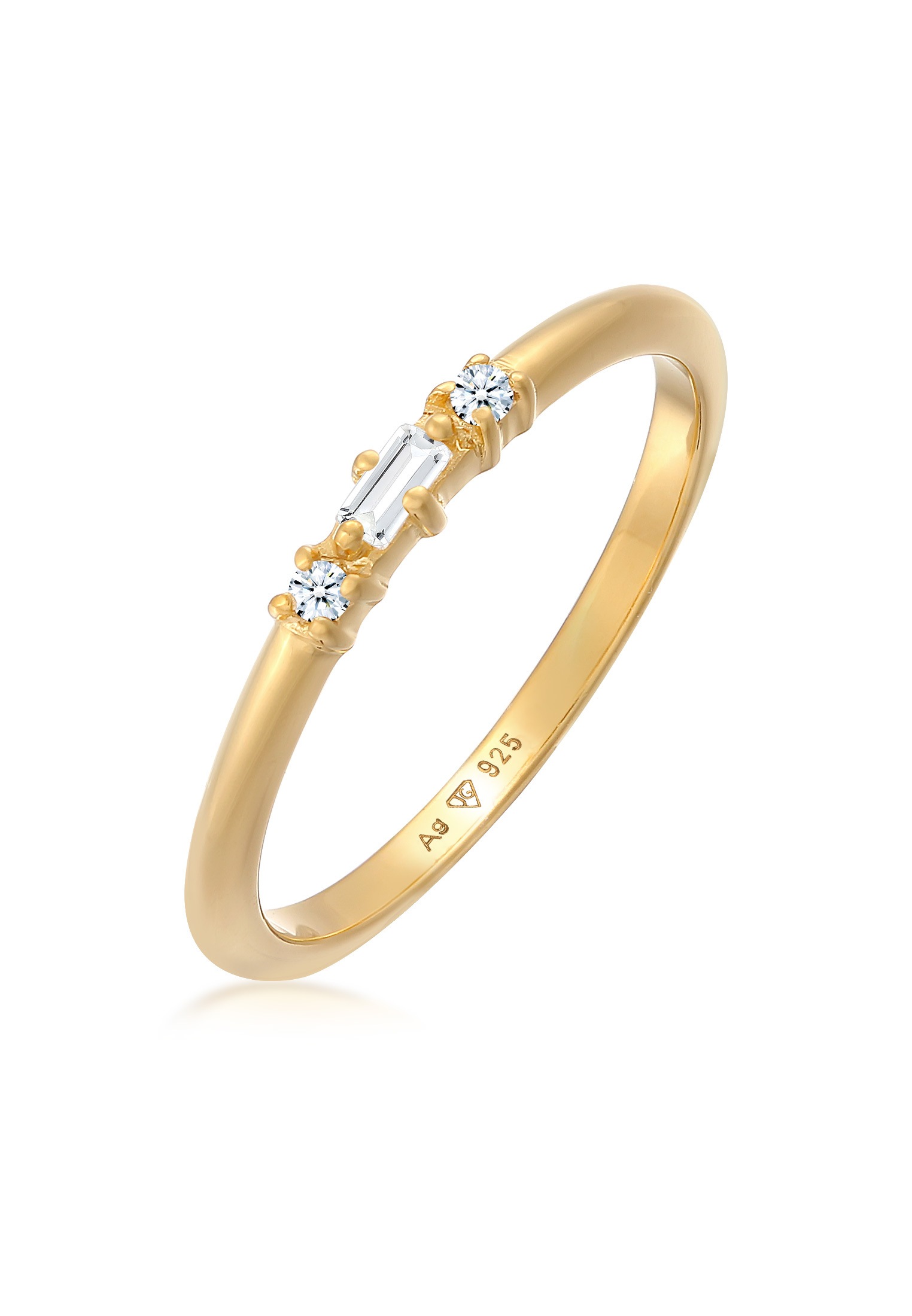 Elli DIAMONDS Silberring »Ring Verlobungsring Diamant (0.03 ct.) Rechteck 925 Silber«