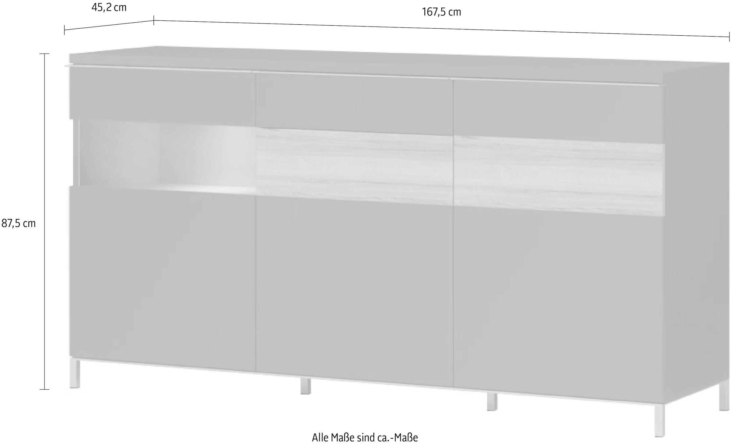 Places of Style Sideboard »Onyx«, Kommode mit Soft-Close-Funktion, Breite 167,5 cm