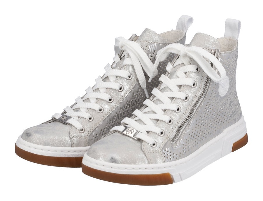 Rieker Sneaker, High Top-Sneaker, Freizeitschuh, Schnürschuh im Metallic-Look