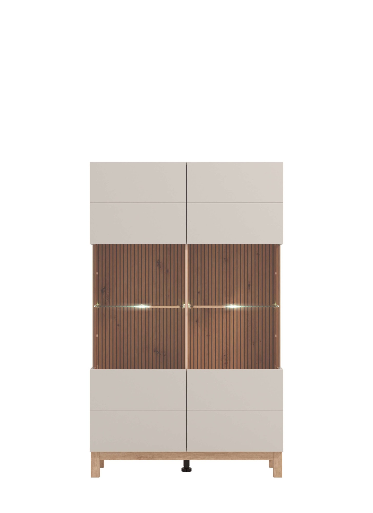 Home affaire Highboard »Essex, Hochkommode, Vitrine, Glasvitrine, Kombi-Highboard« Modernes Highboard in Kaschmir mit Glasfront & Lamellen-Optik