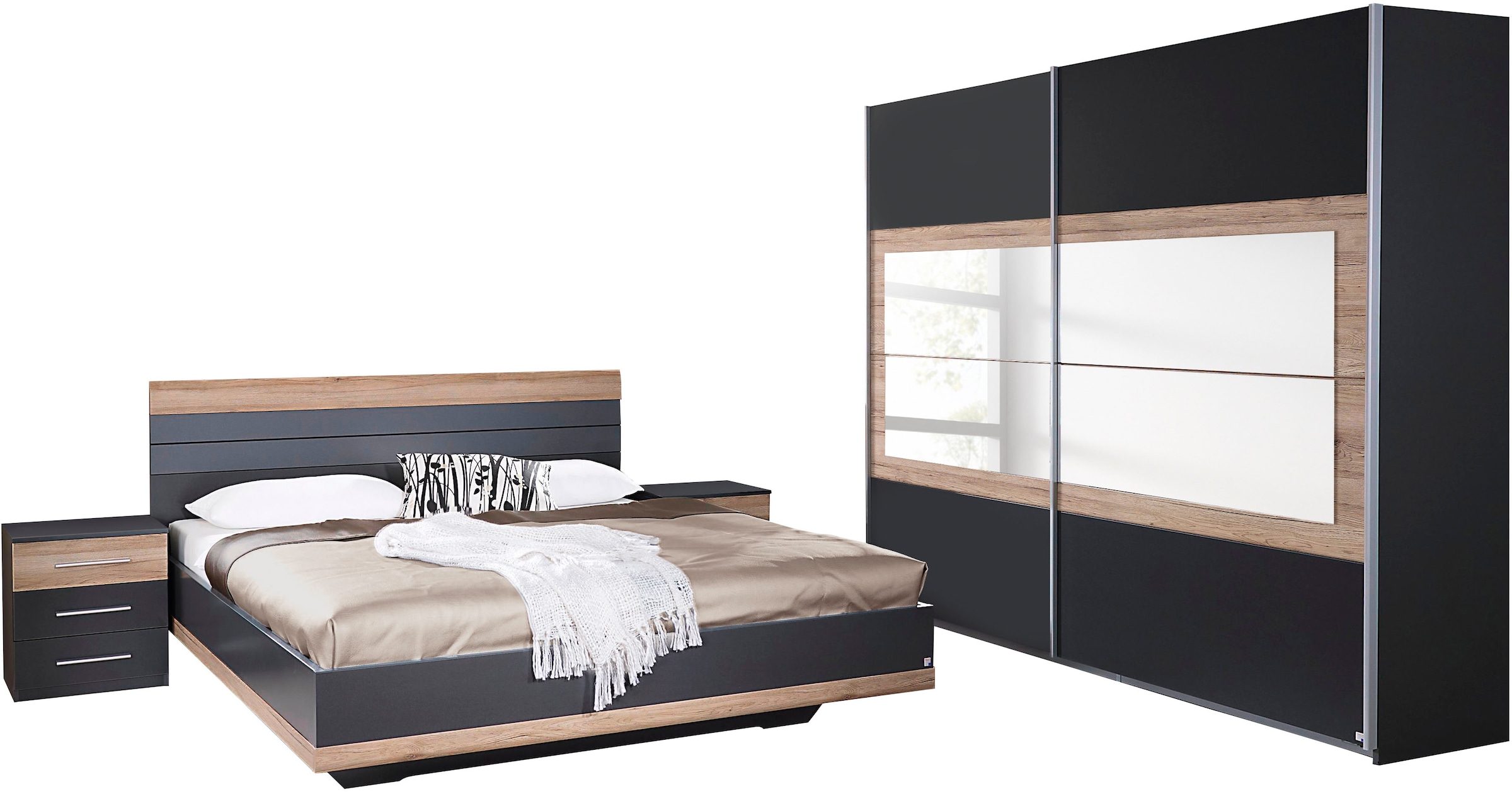 rauch Schlafzimmer-Set »Tarragona«, (Set, 4 tlg.), Schwebetürenschrank in 3 Breiten, Bett in 2 Größen und 2 Nachttische