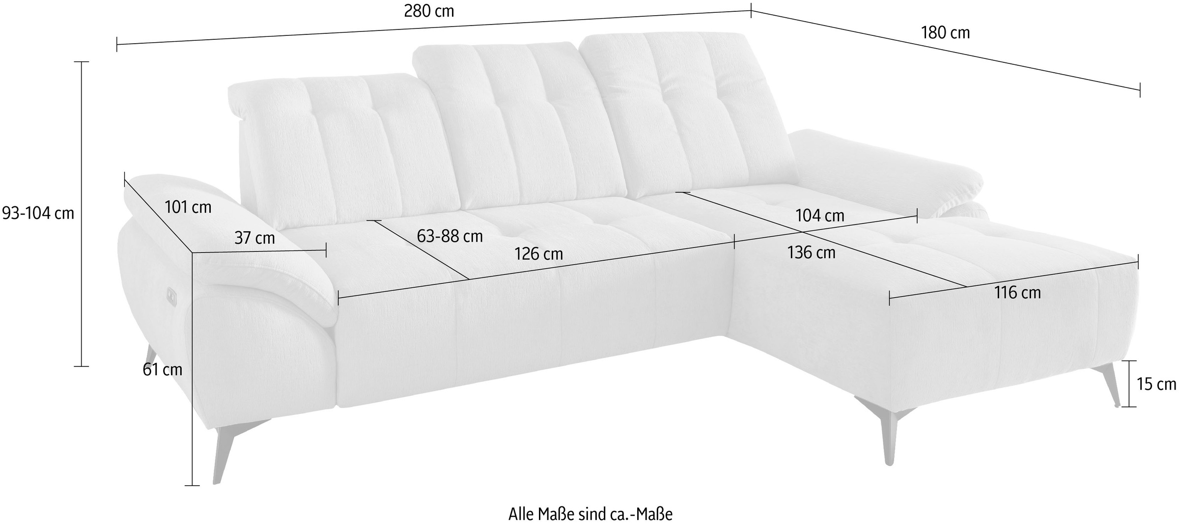 Home affaire Ecksofa »Lazio modern und bequem, schmale Armlehnen, tolle Detailverarbeitung« zwei verschiedene Fußfarben wählbar