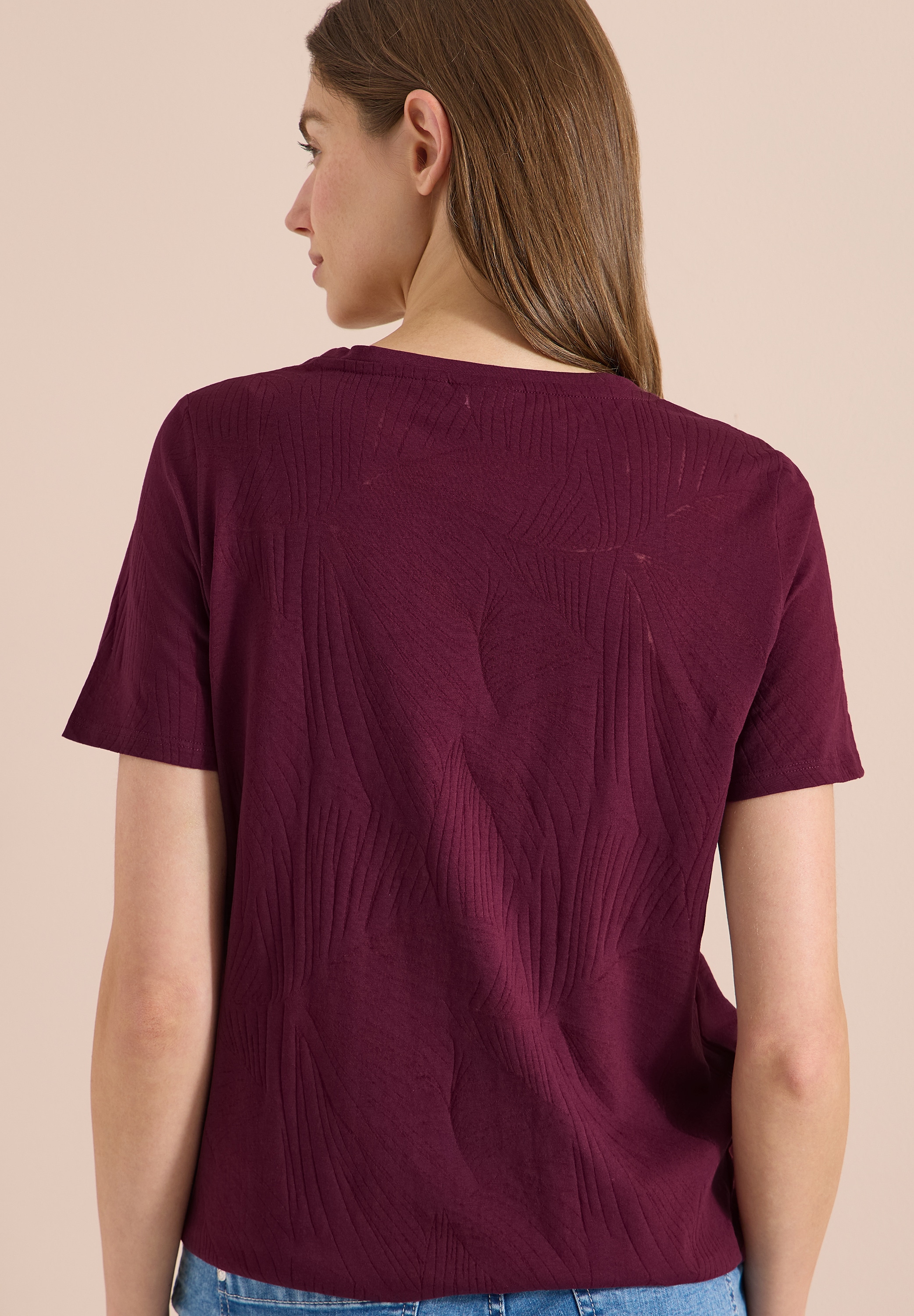 Cecil Rundhalsshirt Sommershirt im Ausbrenner-Look mit Wording