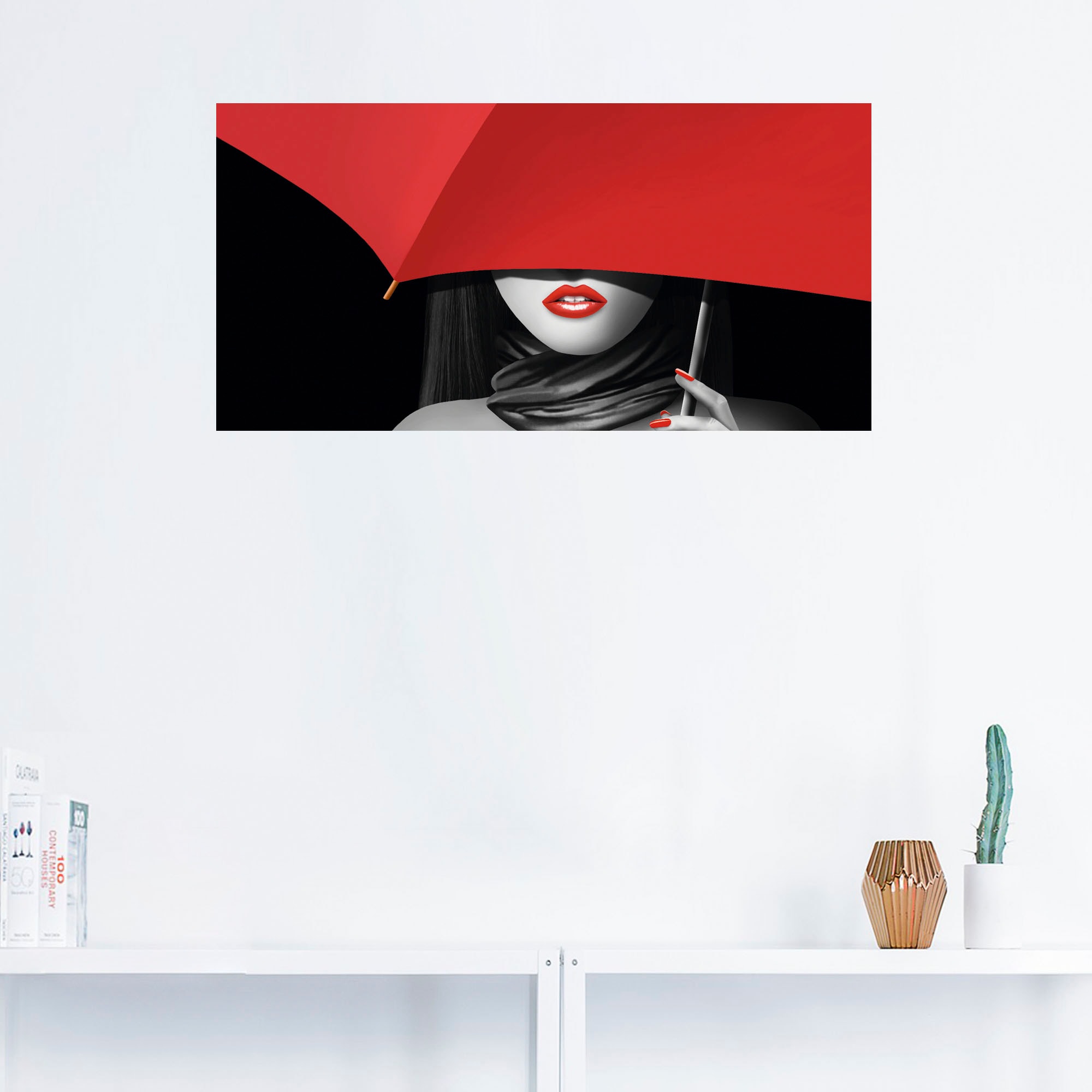 Artland Wandbild »Rote Lippen unter dem Regenschirm«, Frau, (1 St.), als Alubild, Outdoorbild, Poster, Wandaufkleber in verschied. Größen