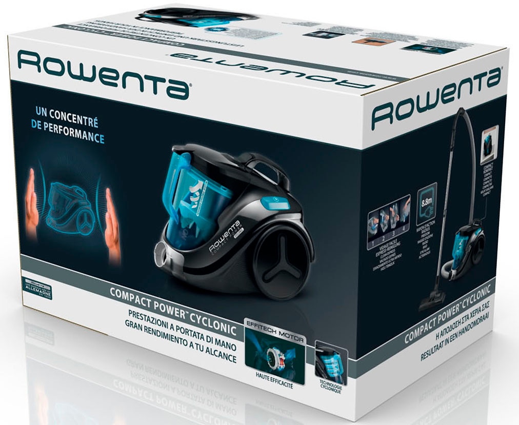 Rowenta Bodenstaubsauger »Compact Power Cyclonic, beutellos, hohe Saugleistung auf Hartböden« 750 W beutellos leise, kompaktes Format, leichte Entleerung, hohe Filtrierung