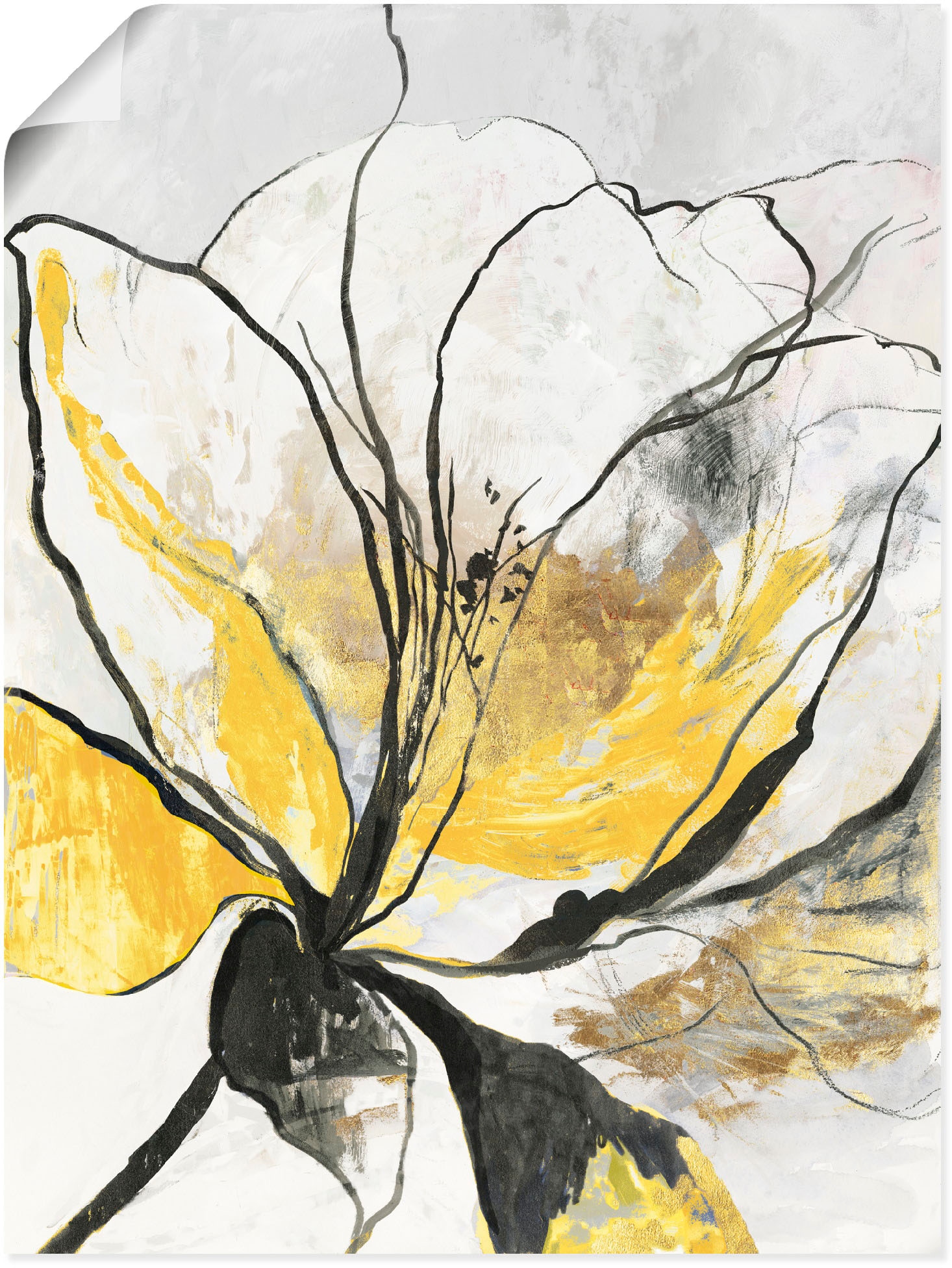 Artland Wandbild »Umrissenes Blumenmuster I gelbe Version«, Blumenbilder, (1  St.), als Alubild, Leinwandbild, Wandaufkleber oder Poster in versch. Größen  auf Raten bestellen