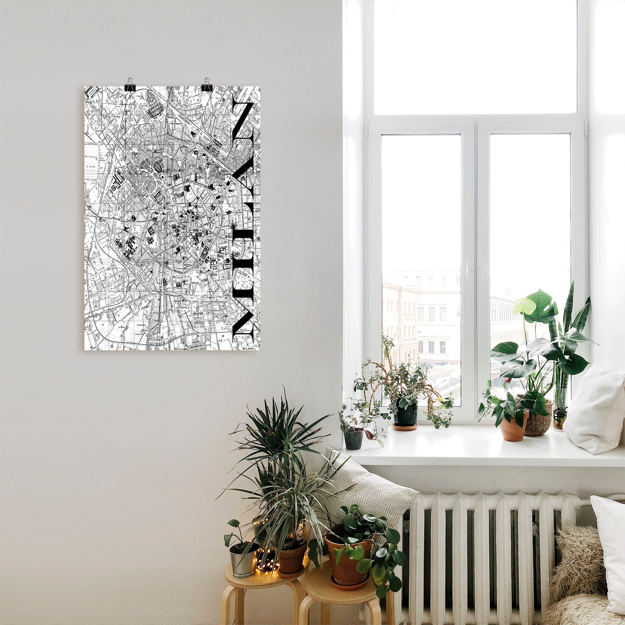 Artland Wandbild »Mailand Karte Straßen Karte«, Italien, (1 St.), als Alubild, Leinwandbild, Wandaufkleber oder Poster in versch. Größen