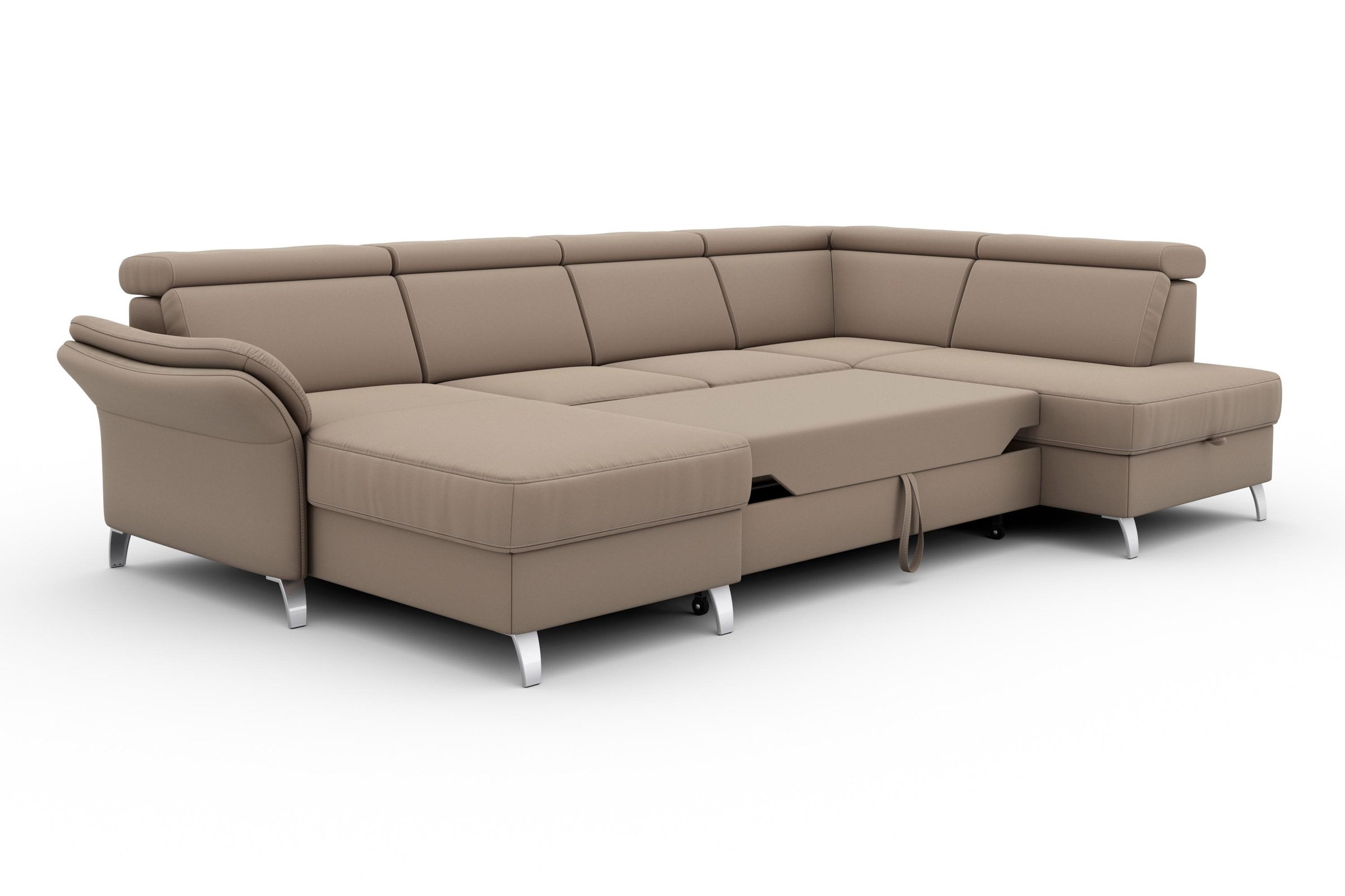 sit&more Wohnlandschaft »Vincenzo U-Form«, inklusive Kopfteilverstellung, wahlweise mit Bettfunktion, Bettkasten