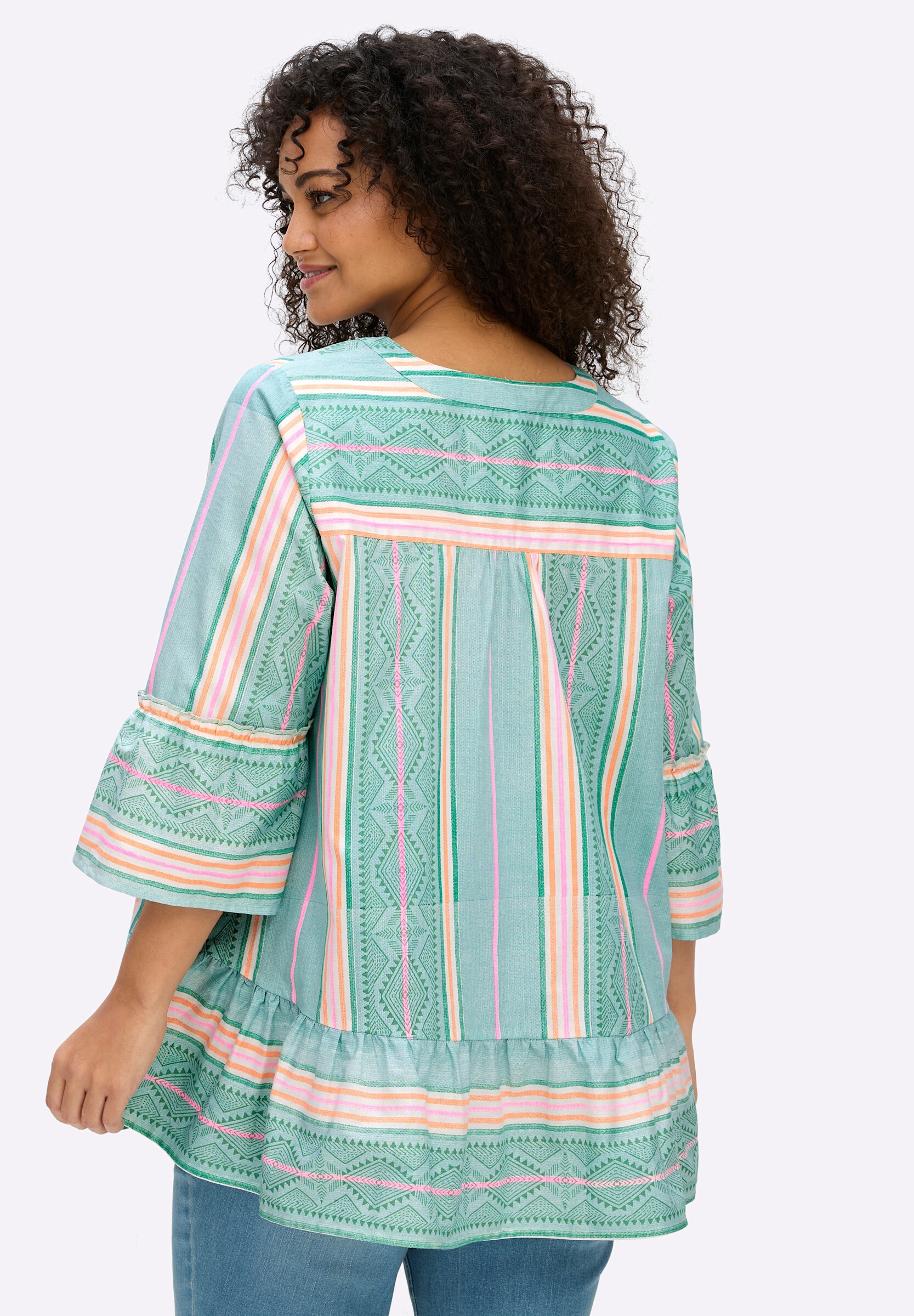 sheego by Joe Browns Longbluse »Tunika Tunika im Streifen-Mix, mit Volants«
