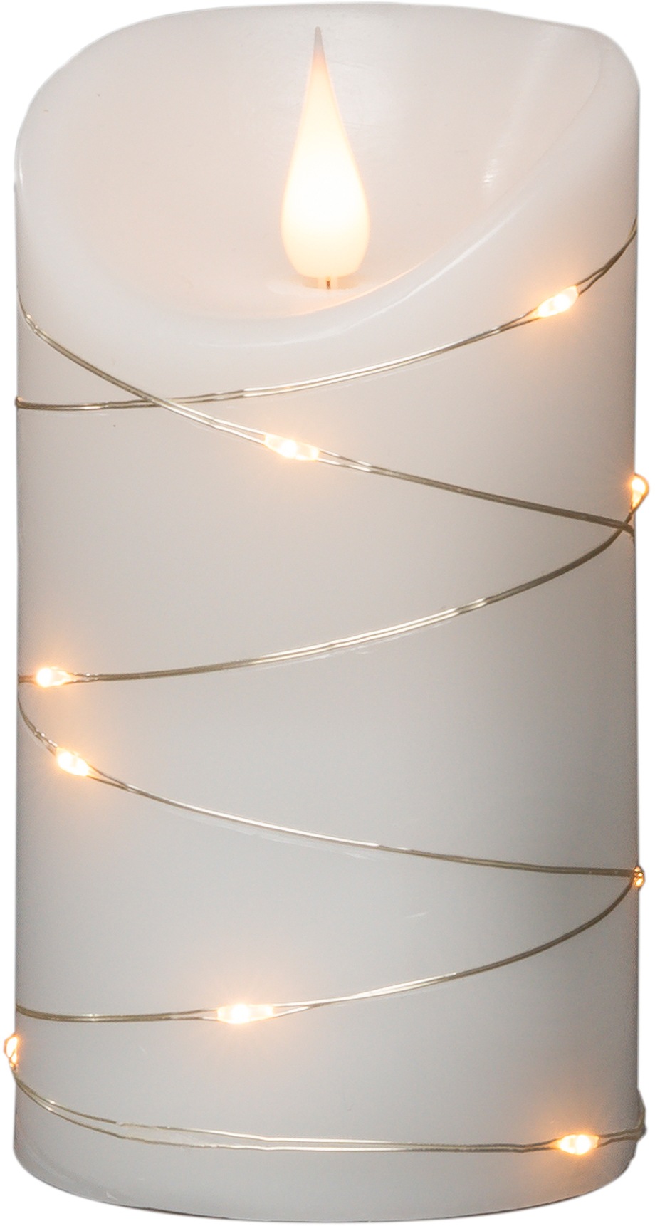 Echtwachskerze, weiß, bestellen LED-Kerze Flamme und Raten LED silberfb. auf »Weihnachtsdeko«, 3D umwickelt mit KONSTSMIDE Draht