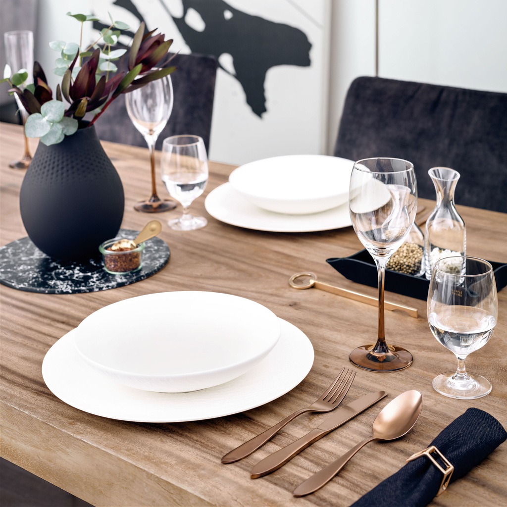 Villeroy & Boch Schale »Schalen flach Manufacture Rock Blanc ø 23,5 cm 6er Set weiß«