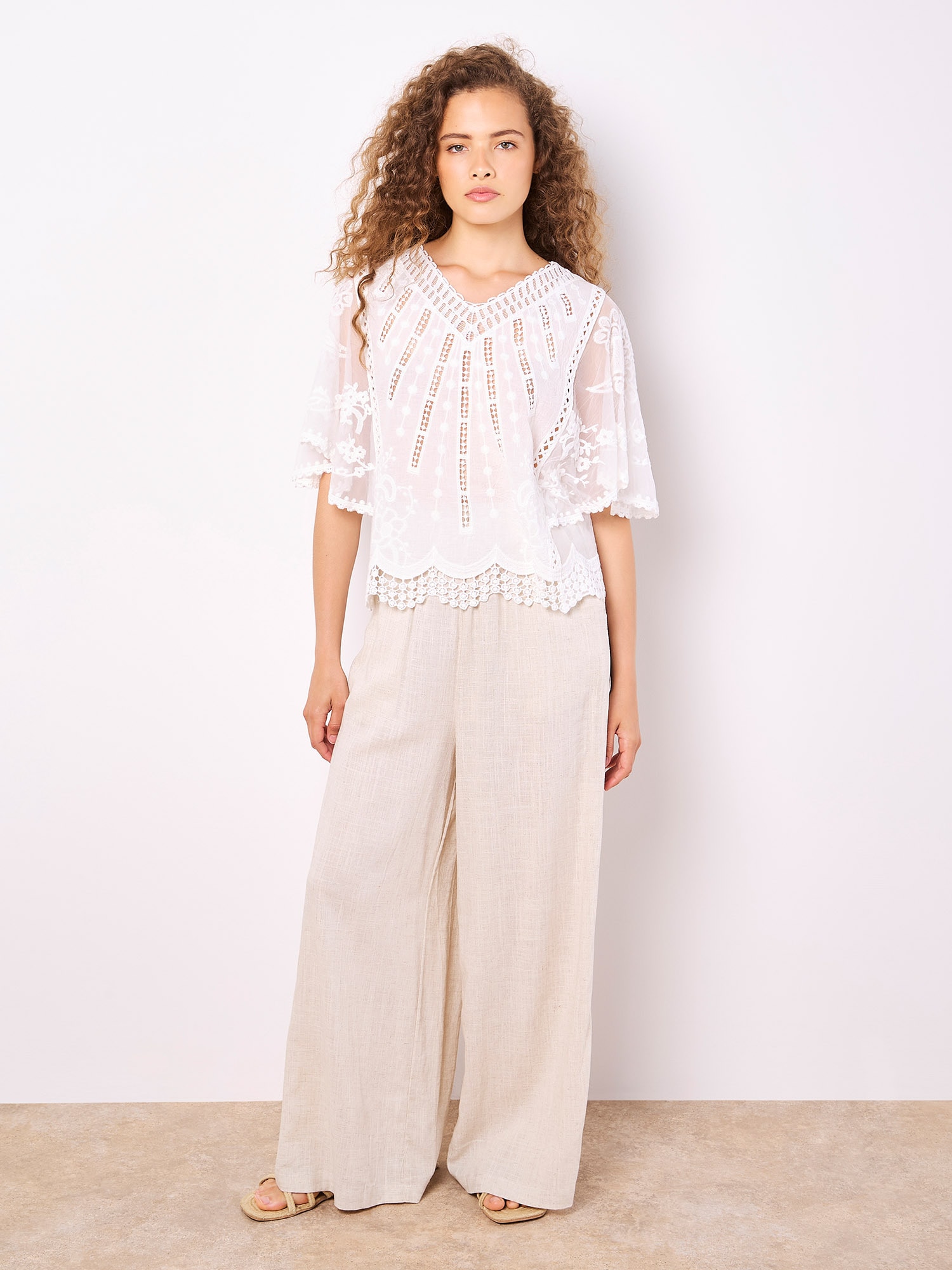 Apricot Shirtbluse »Baumwoll-Mesh-Top« mit Stickerei