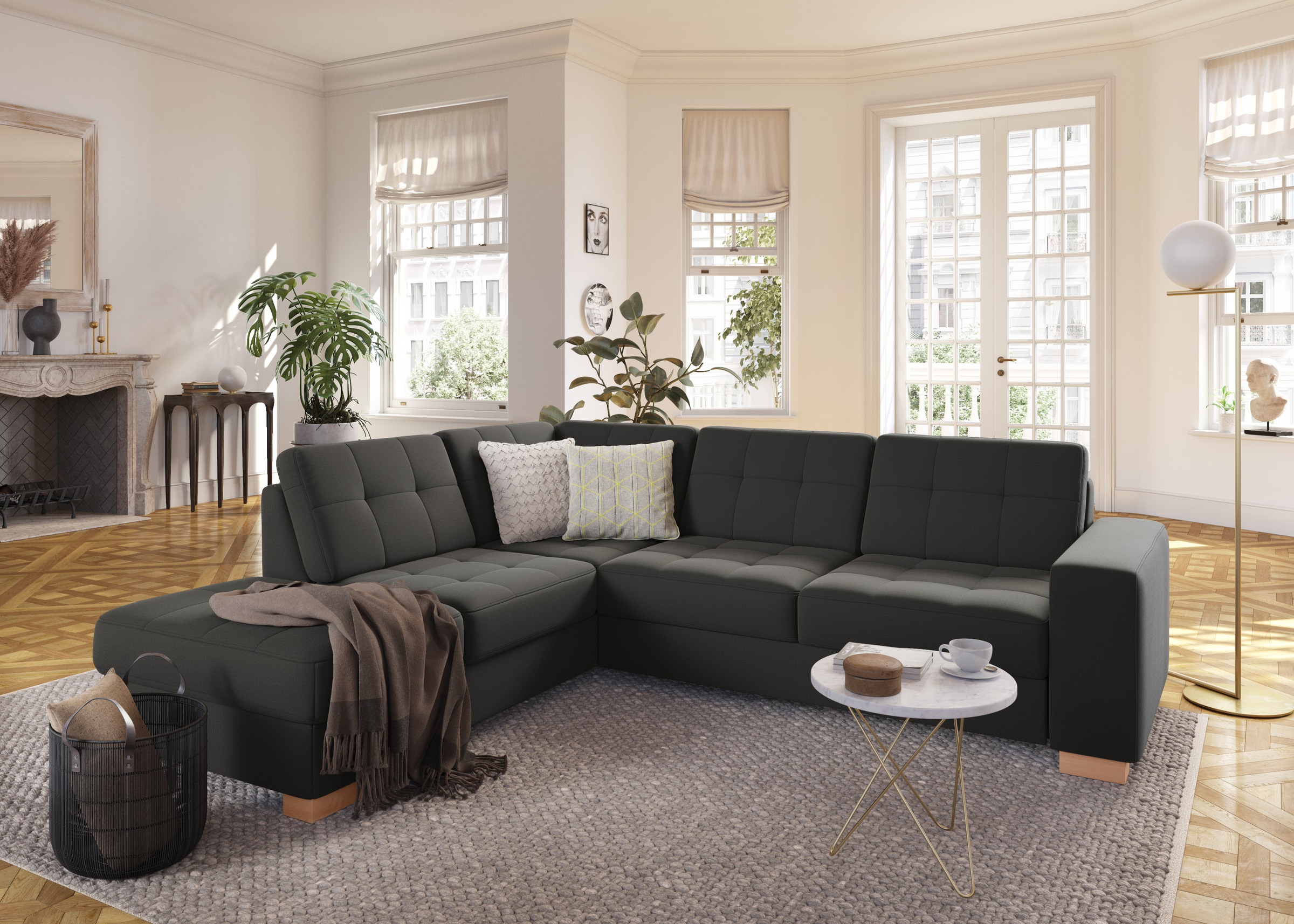 sit&more Ecksofa »Quincy L-Form«, wahlweise mit Bettfunktion und Bettkasten