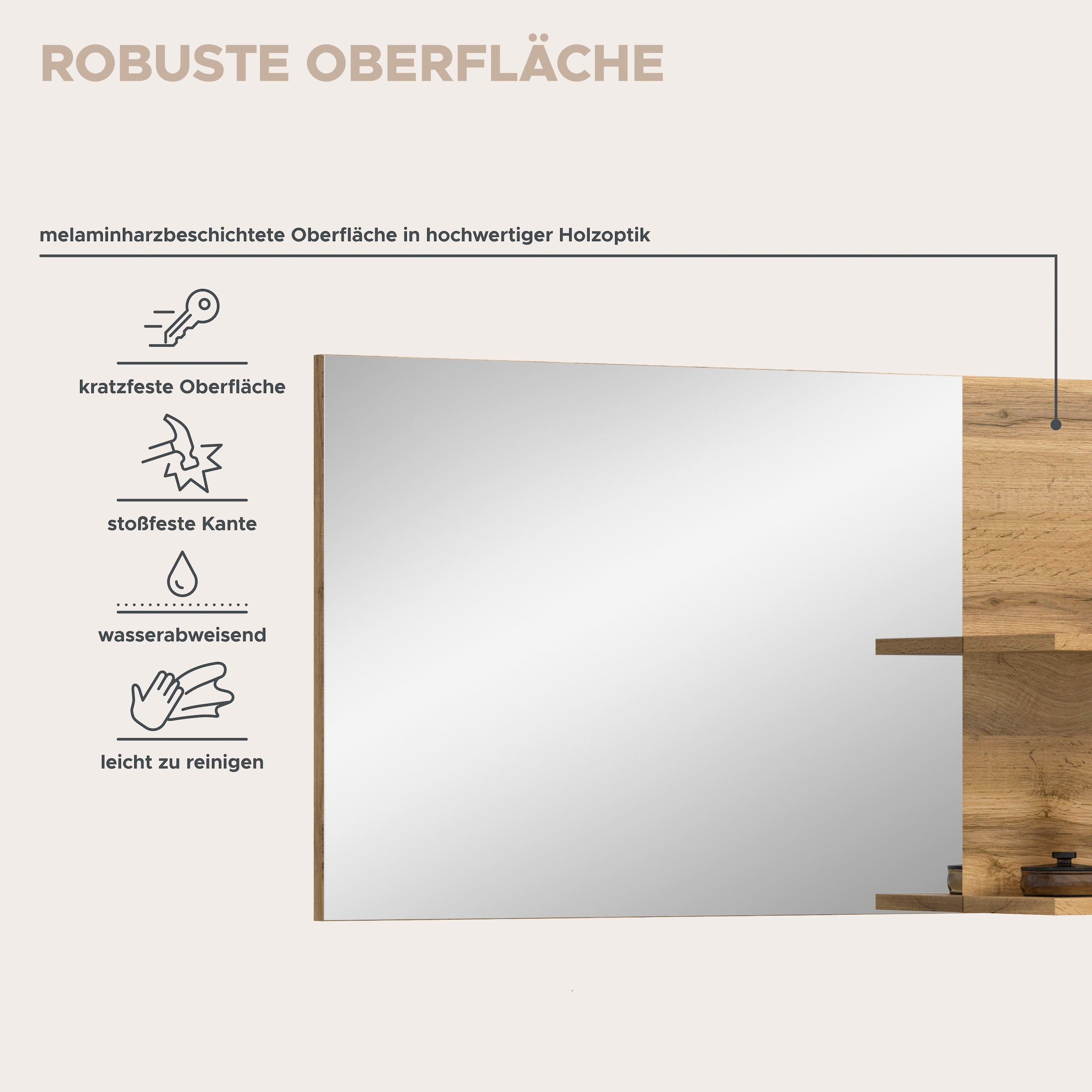 OTTO home Garderobenspiegel »MAMBO, TOPSELLER!, 2 Ablageböden, asymetrisch« Spiegel, Flur, Diele, Spiegel mit Ablage