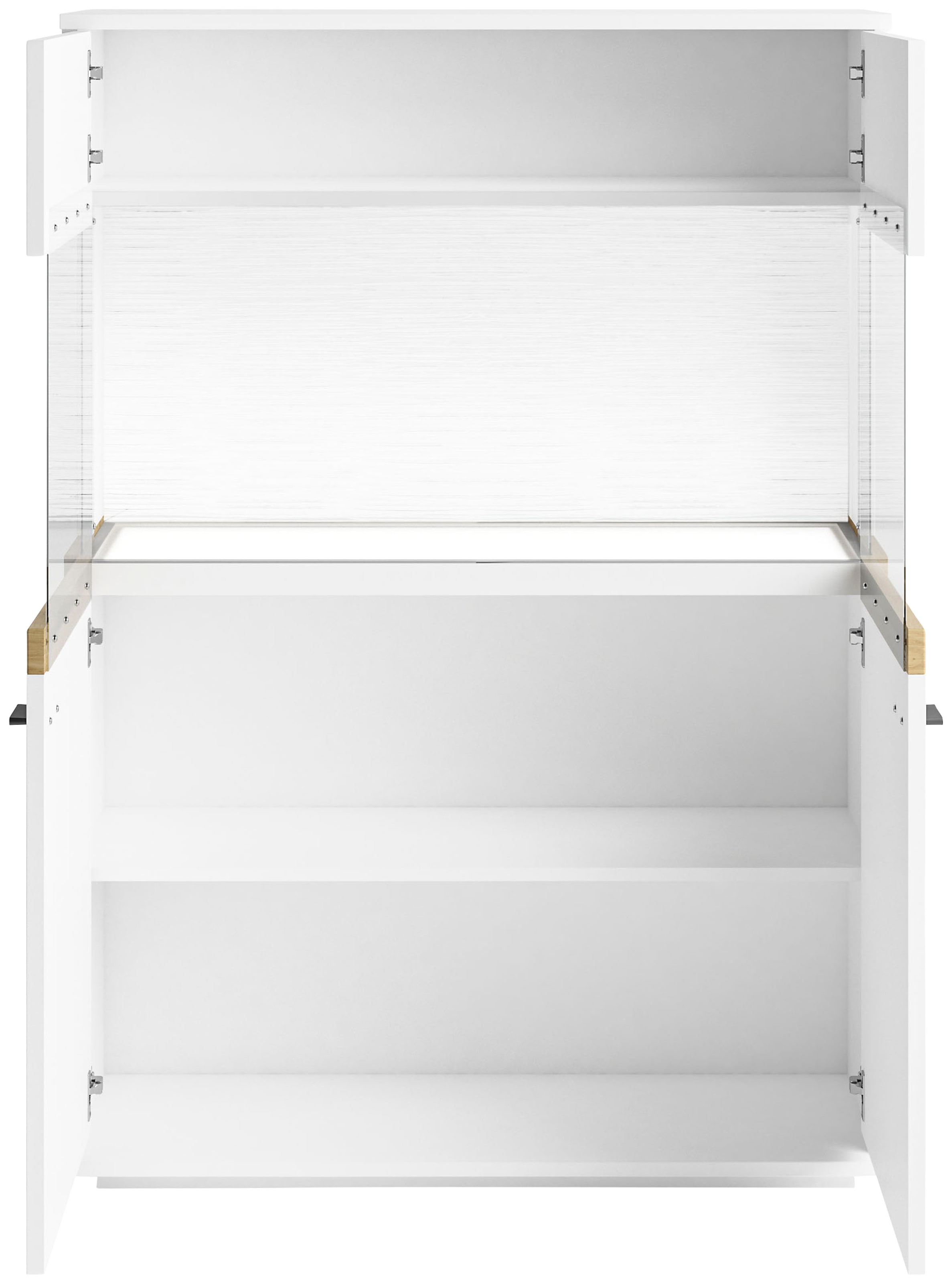 set one by Musterring Glasvitrine »Lancaster«, Farben weiß oder grau mit Eicheabsetzung, mit LED-Beleuchtung