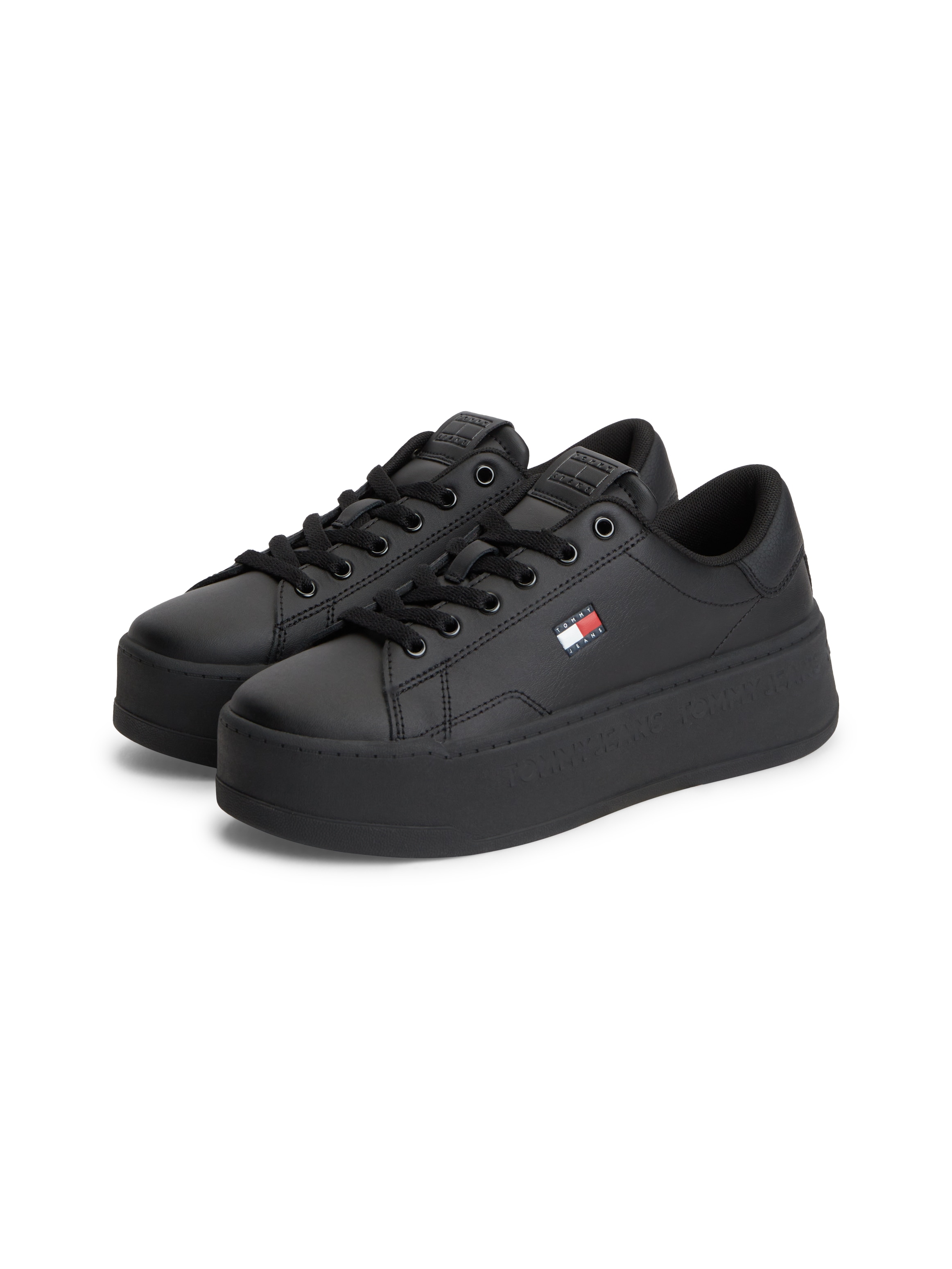 Tommy Jeans Plateausneaker »TJW SCRIPT CUPSOLE FLATFORM«  Freizeitschuh, Halbschuh, Schnürschuh mit seitlicher Logoflagge