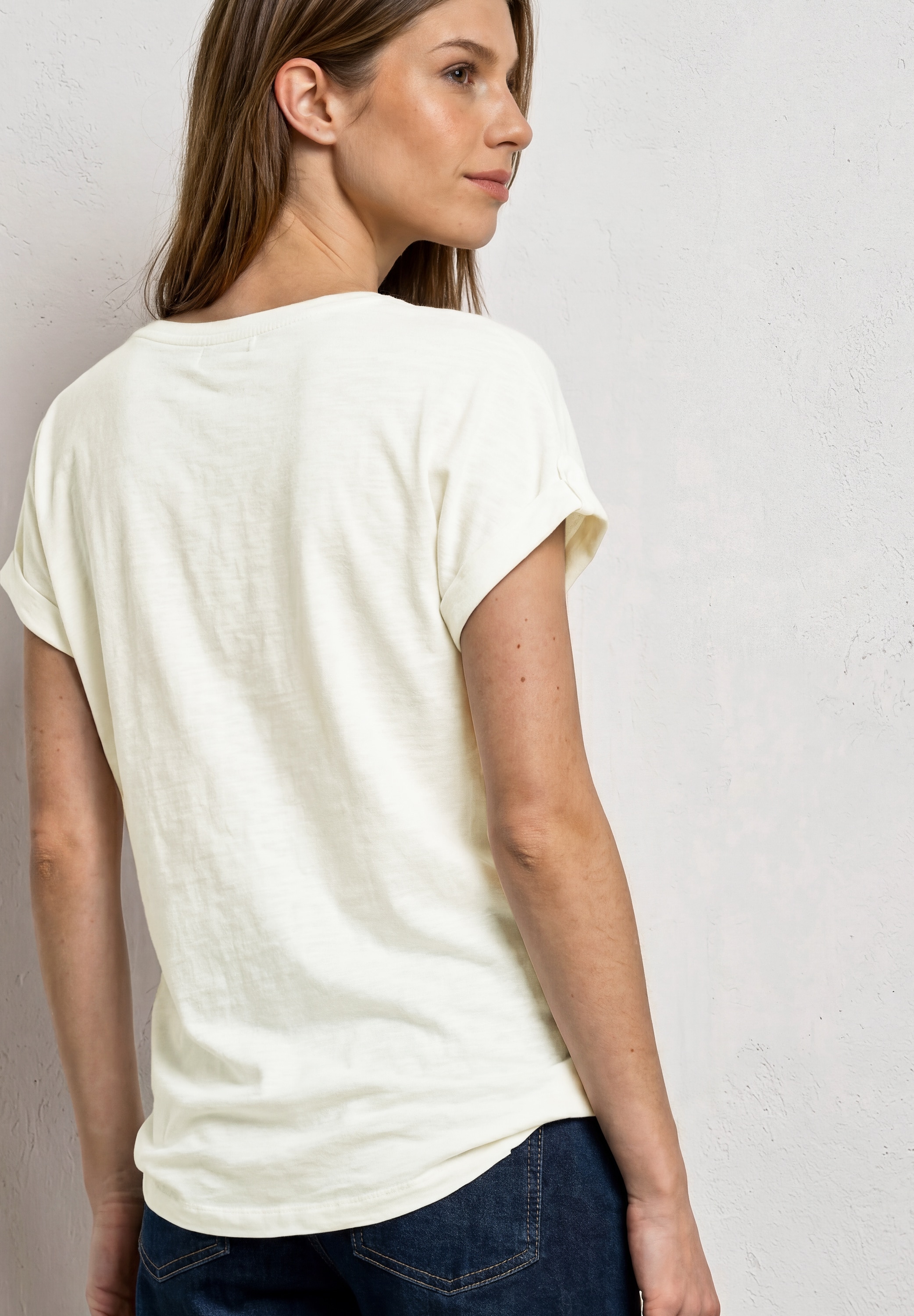 STREET ONE Shirttop Sommershirt mit Rundhals und Knopfdetails