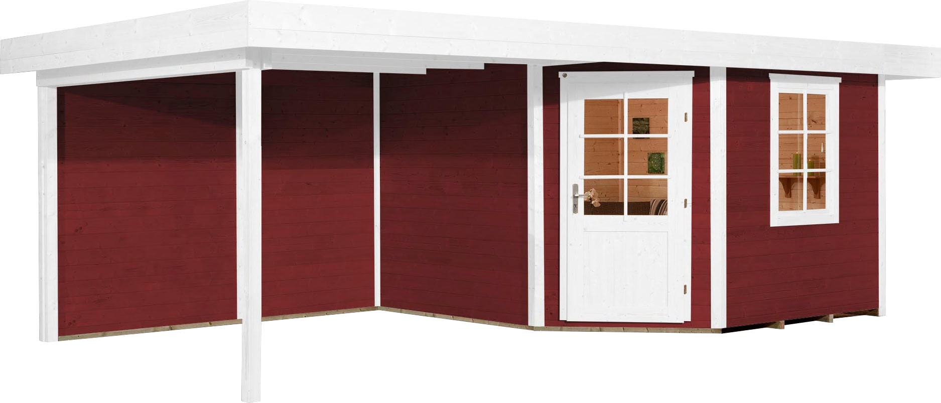 weka Gartenhaus "Designhaus 213 Plus" mit Anbaudach und Rückwand