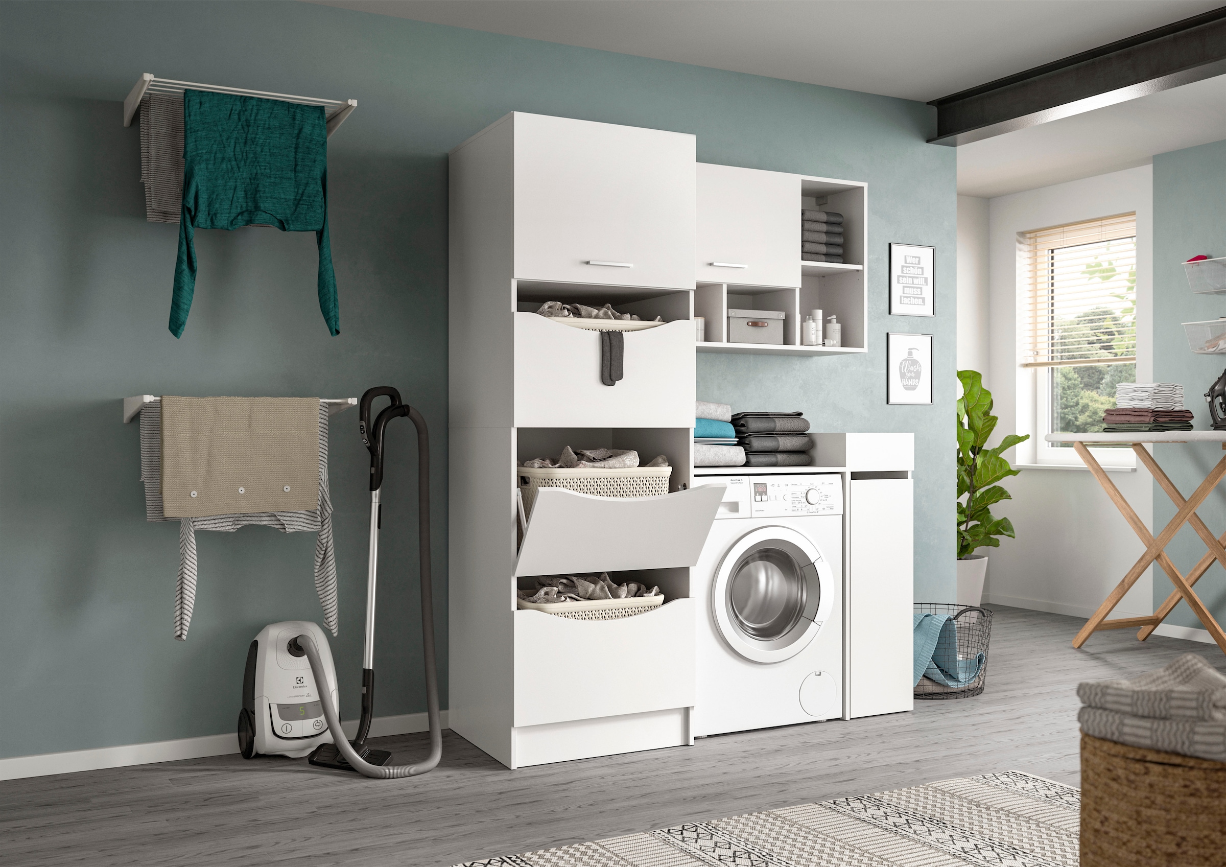 welltime Hängeschrank »FALAS, TOPSELLER! Breite 95cm, 1 Klappe, 5 Fächer« in verschiedenen Farben erhältlich, 1 Stk. tlg. Schrank, Wandschrank, Badschrank, Wäscheschrank