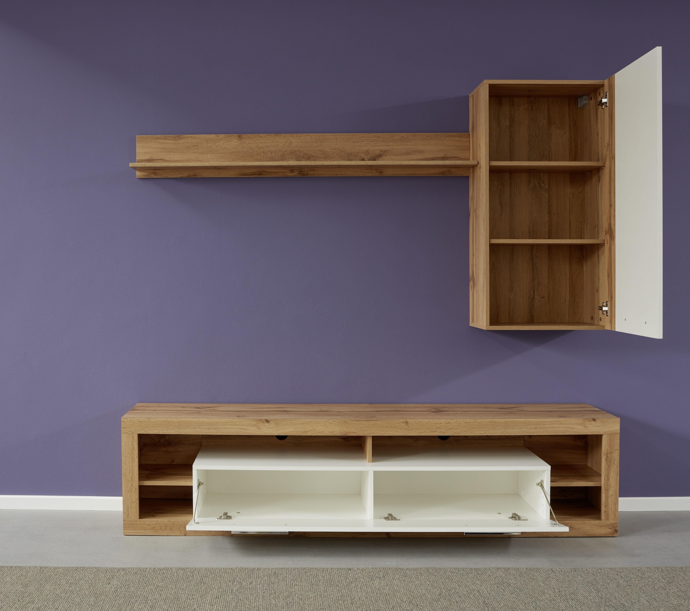INOSIGN Hängevitrine »Gwendolyn«, Hängeschrank fürs Wohnzimmer mit 3 Fächern - (B/T/H) 52/31/103 cm