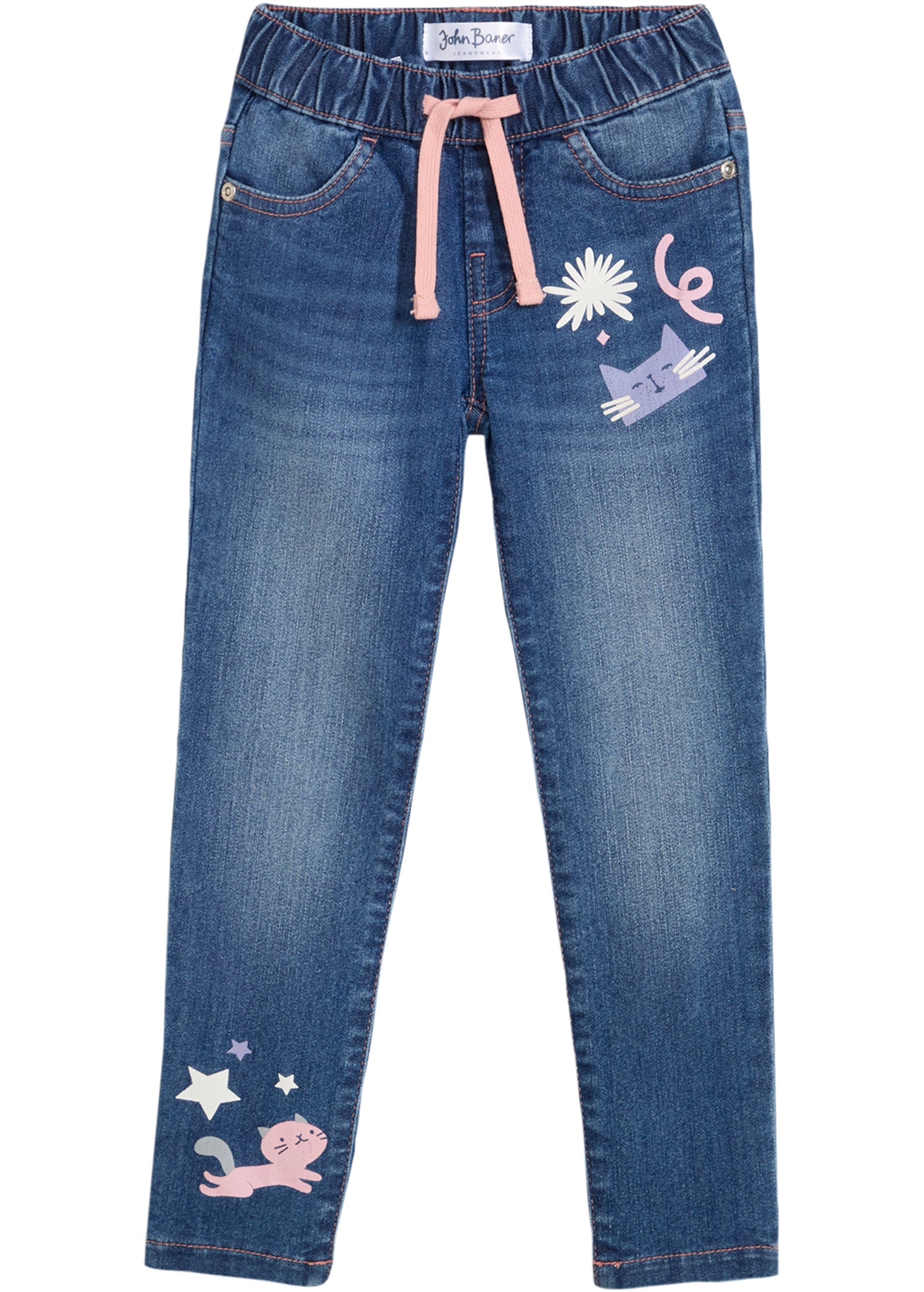 bonprix Straight-Jeans »Straight-Jeans Mid Waist« Straight-Schnitt, Regular Fit, Mid Waist, mit Druck