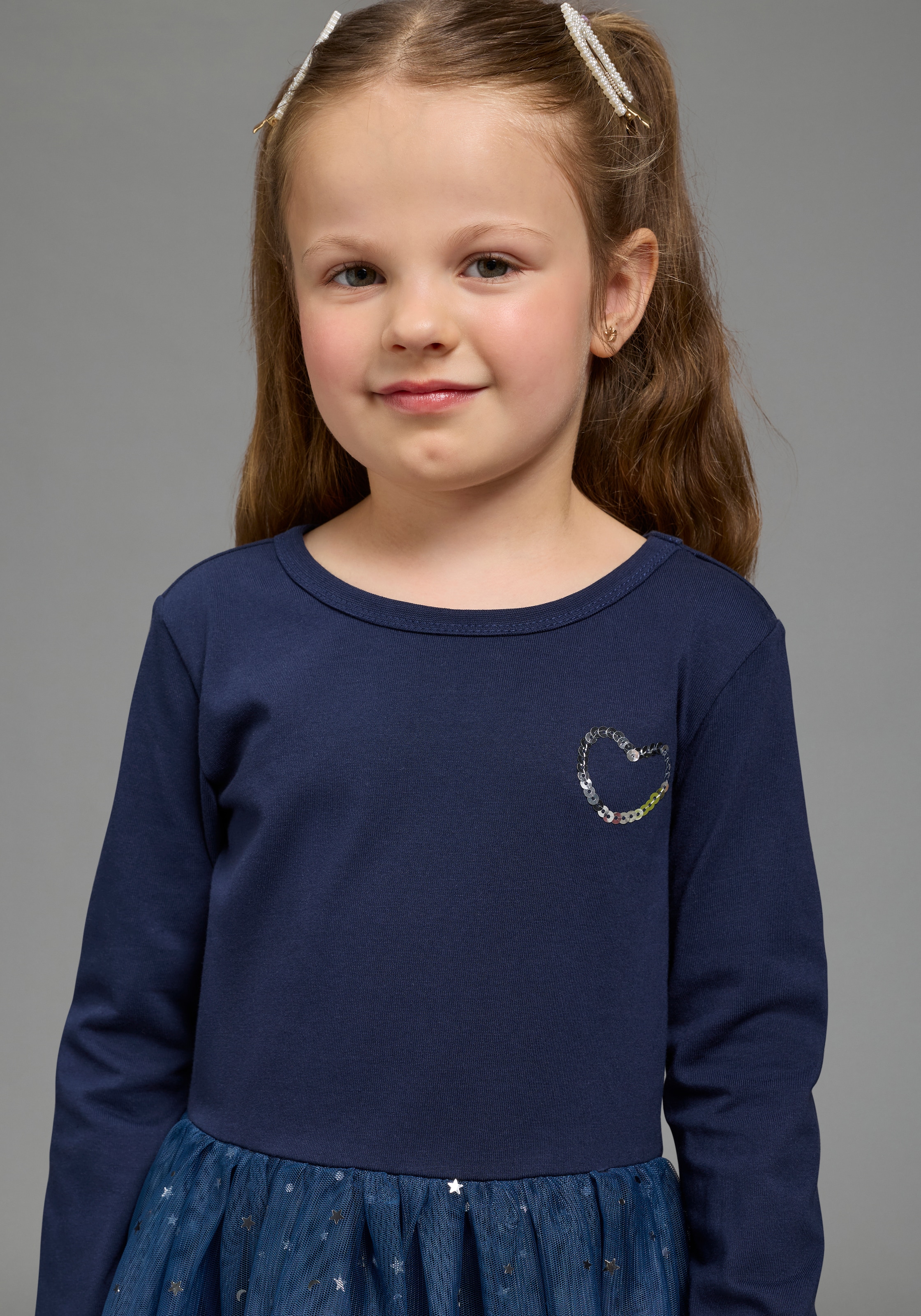 KIDSWORLD Jerseykleid »Festliches Tüll-Kleid mit Farbverlauf für kleine Mädchen« Tüllkleid für besondere Anlässe, modischer Farbverlauf und Glitzer