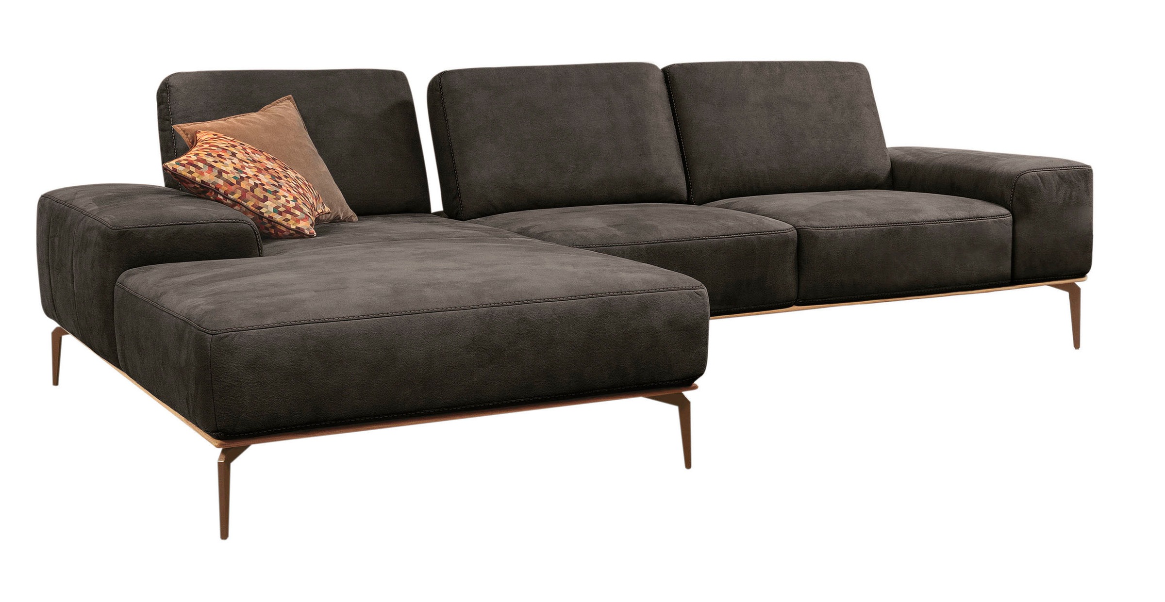 W.SCHILLIG Ecksofa »run, Designsofa mit tollem Sitzkomfort, bequem, L-Form«, mit Holzsockel, Füße in Bronze pulverbeschichtet, Breite 319 cm