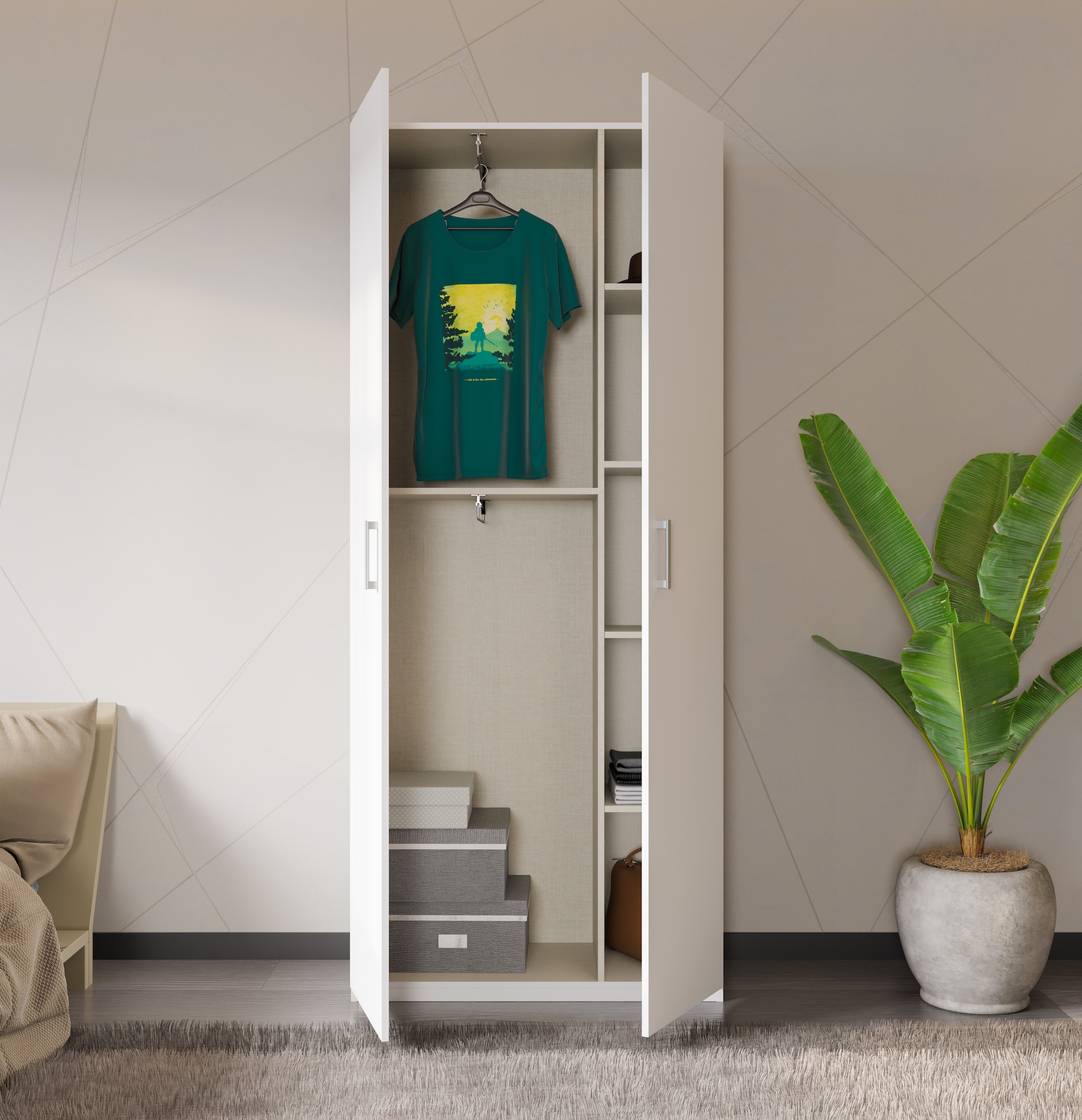 FORTE Kleiderschrank B/H/T 88,9/210,5/42 cm, stehende Montage