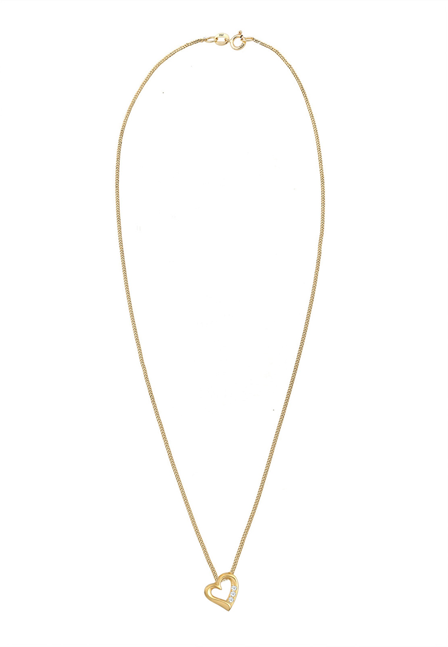 Elli DIAMONDS Silberkette »Halskette Herz Diamant Weiß Brillantschliff (0.045 ct) 585 Gelbgold«