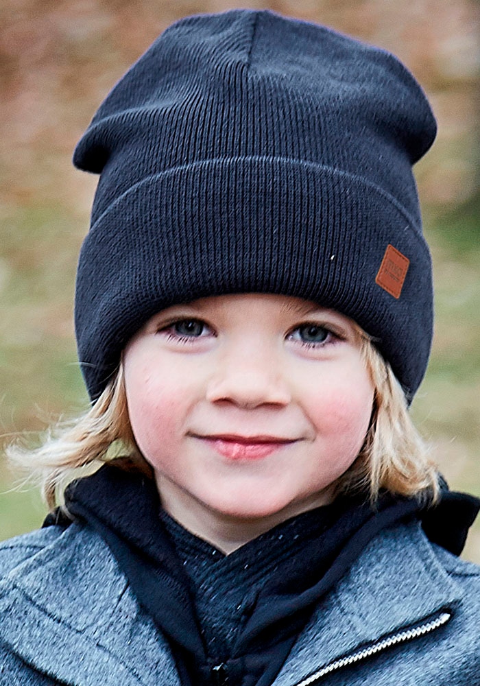 MAXIMO Beanie Strick, breiter Umschlag, gefüttert, wärmend, weich, unifarben,