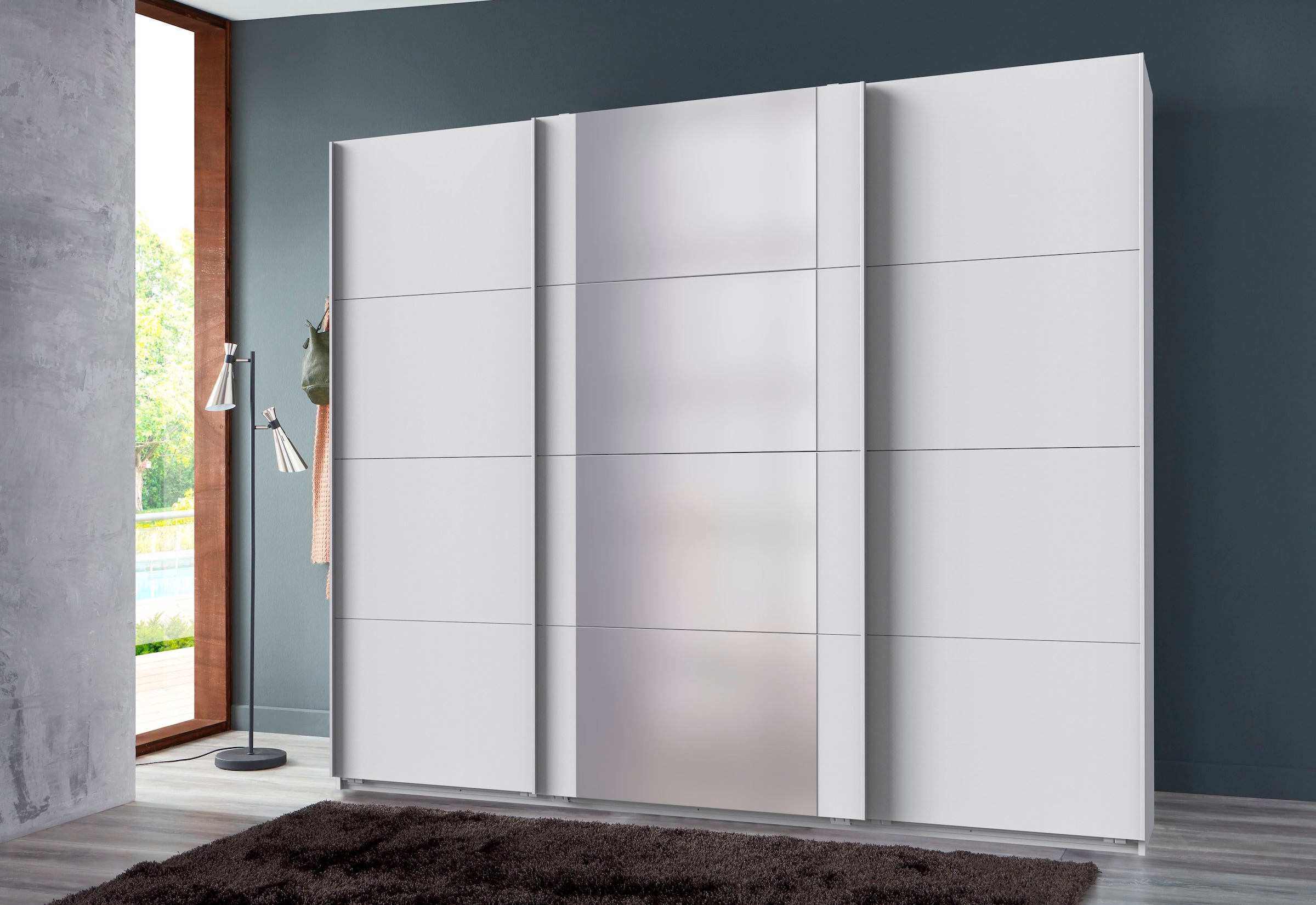 Wimex Schwebetürenschrank »Barmbek Schlafzimmerschrank BESTSELLER Garderobenschrank« Kleiderschrank mit 2 Stoffboxen und 2 zusätzlichen Böden, Spiegeltür