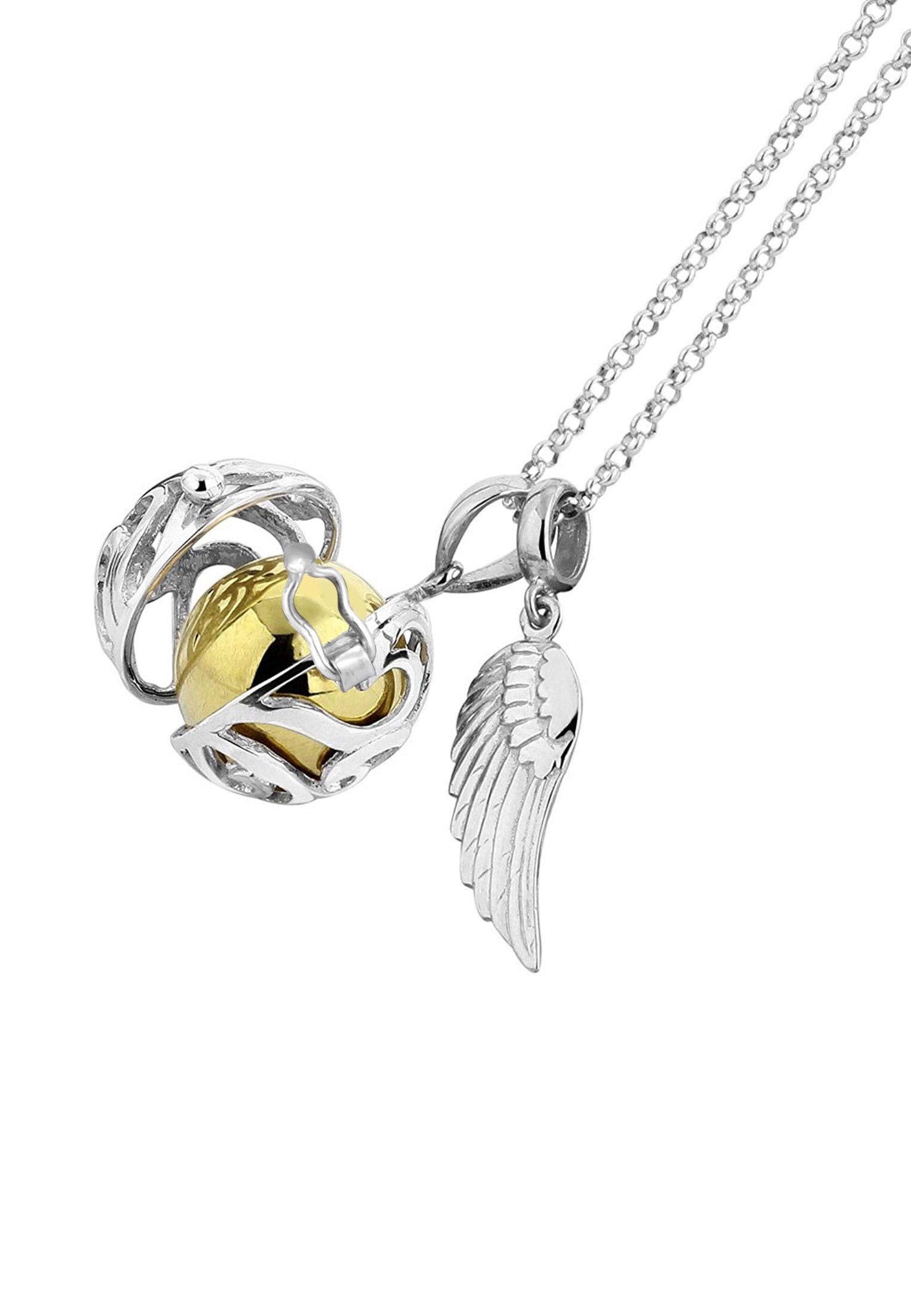 Nenalina Lange Kette »Halskette Engelsflüsterer (17 mm) Flügel Ornament 925 Silber«