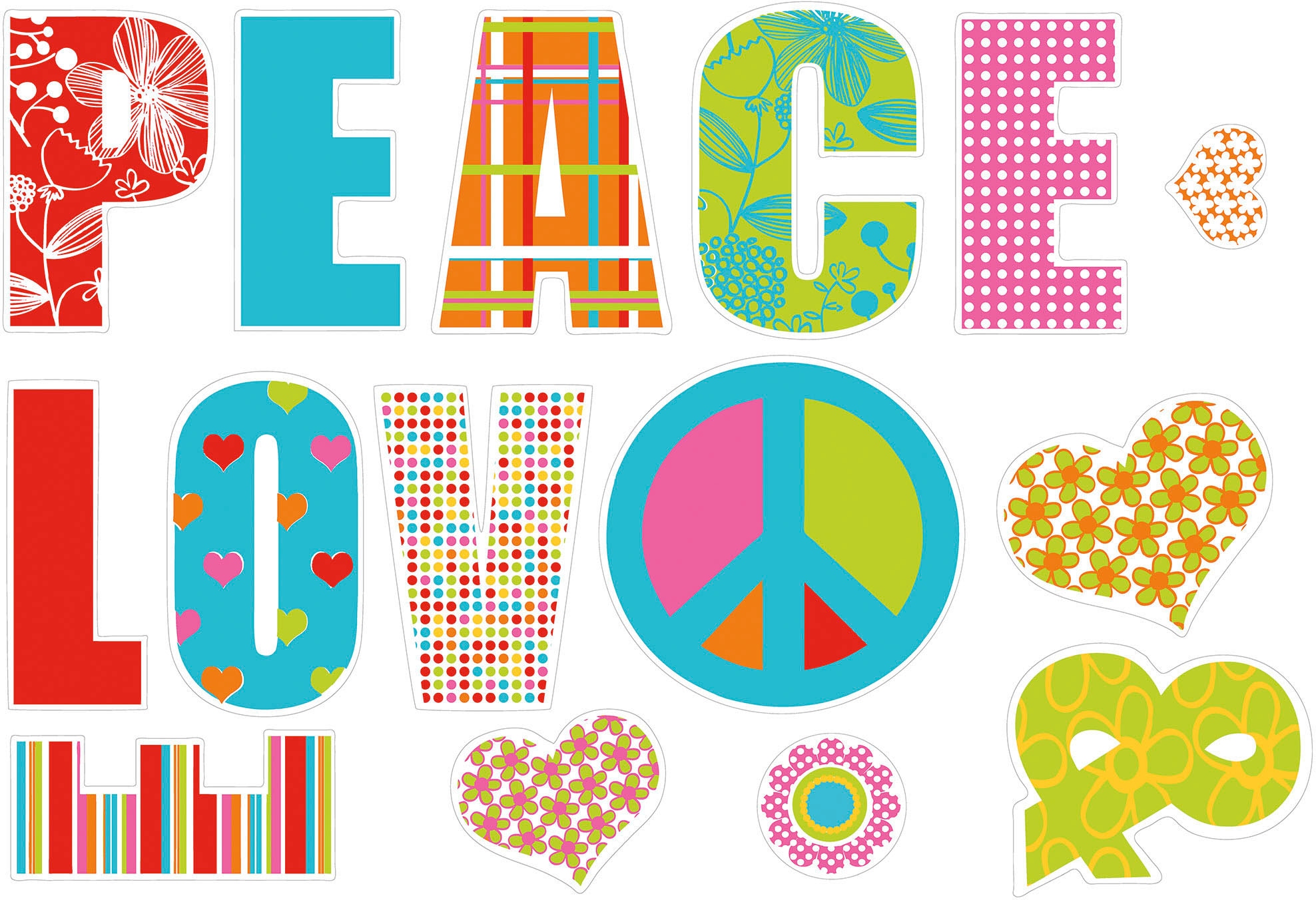 Komar Wandtattoo »Love and Peace - Größe 100 x 70 cm«, (15 St.), selbstklebend, Wandsticker