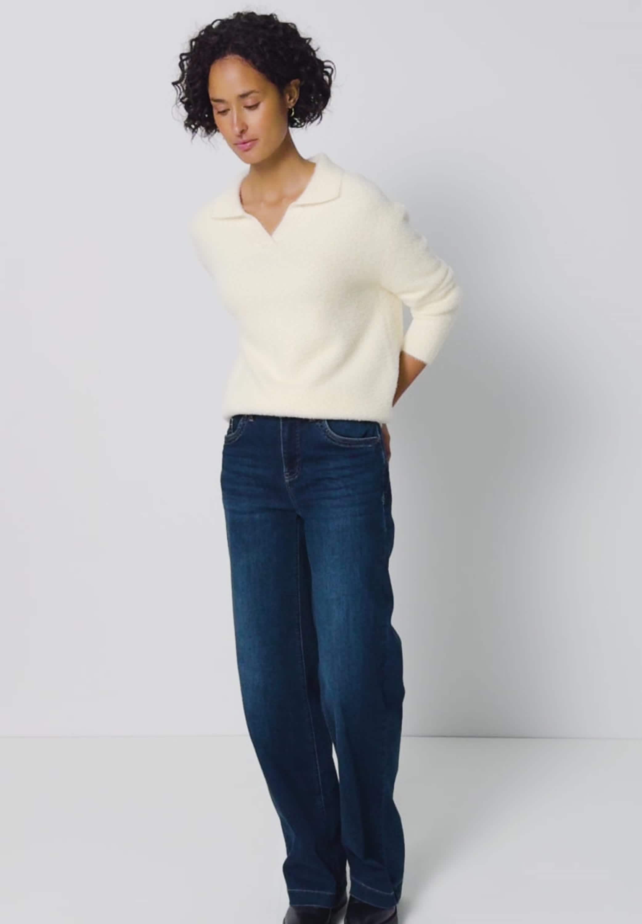 STREET ONE Strickpullover flauschiges Federgarn, Regular Fit