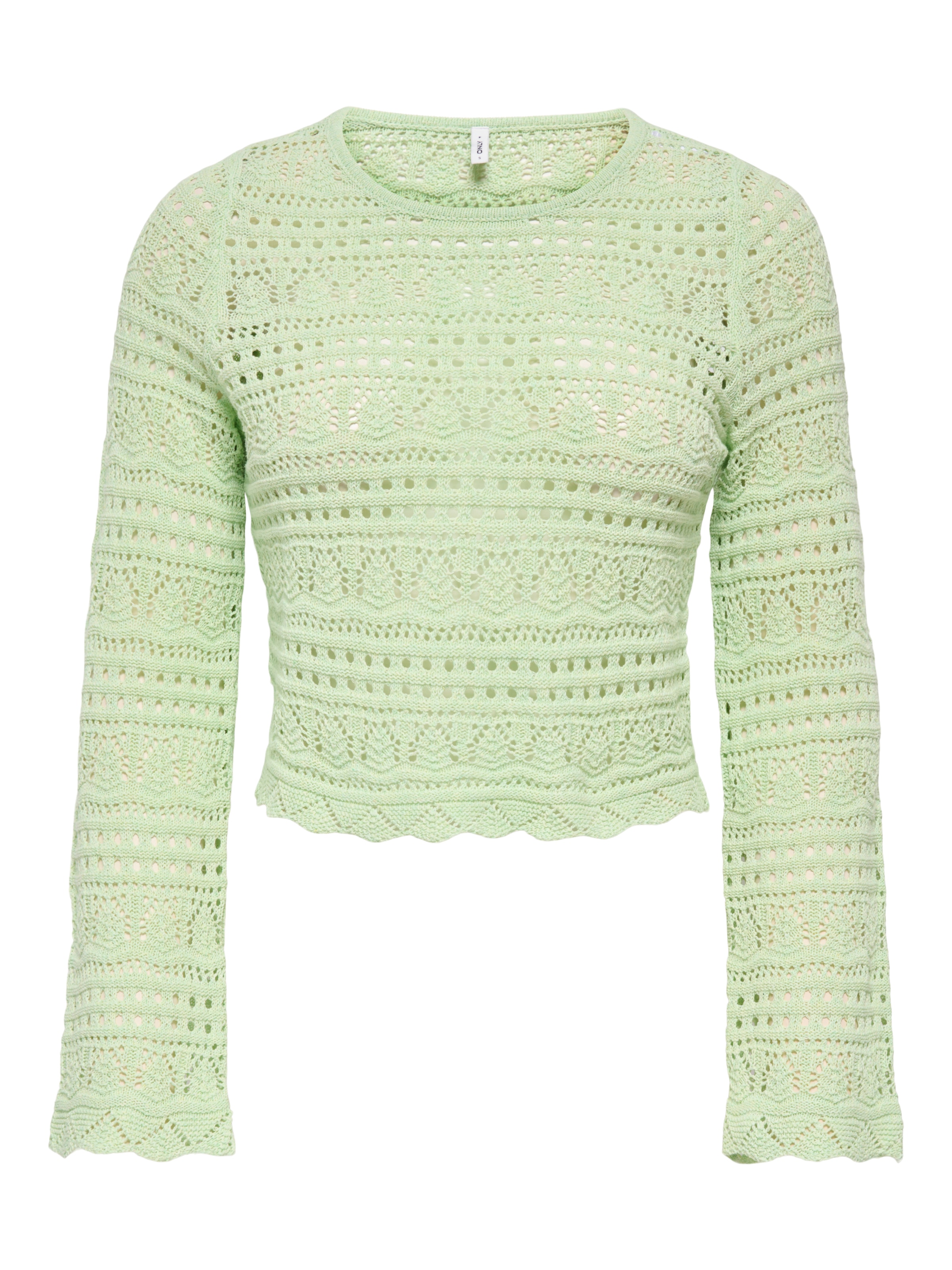 ONLY Strickpullover »ONLELKE LIFE LS PULLOVER KNT NOOS« Lochstickerei, verkürzte Form