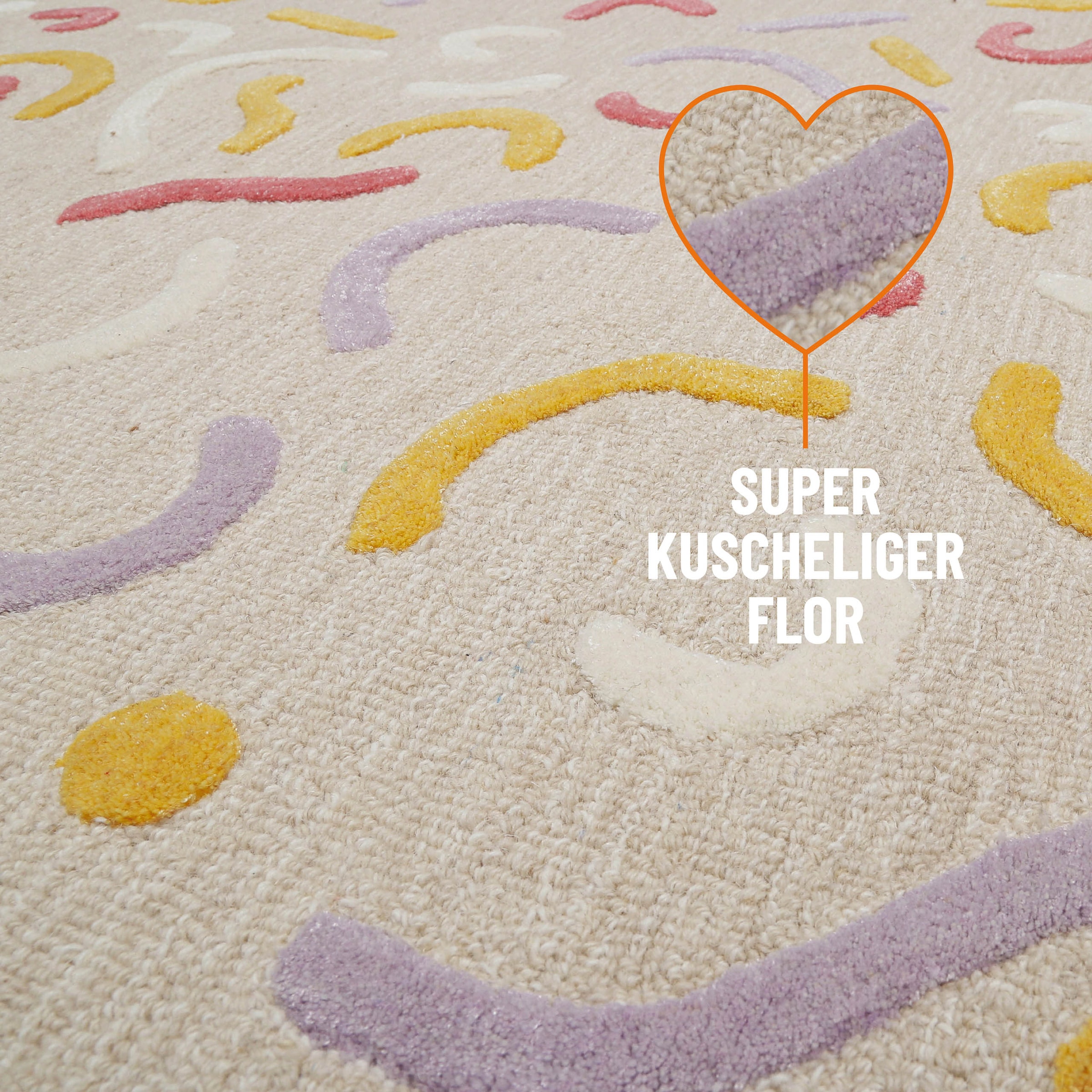 SMART KIDS Kinderteppich »Confetti 2.0« rechteckig 16 mm Höhe Kinder- & Spielteppich, Hoch-Tief-Effekt, Schurwolle, Kinderzimmer