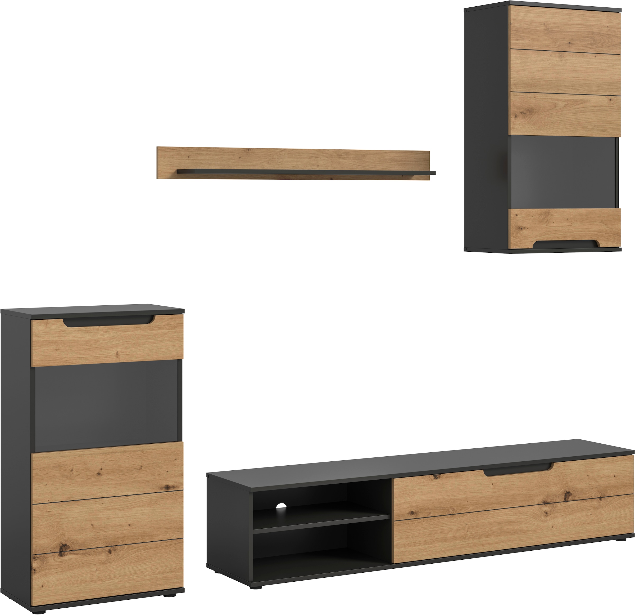 Home affaire Wohnwand »SKEPP, 4-teilig, best. aus: 2x Vitrine, 1x Lowboad & 1x Wandboard«