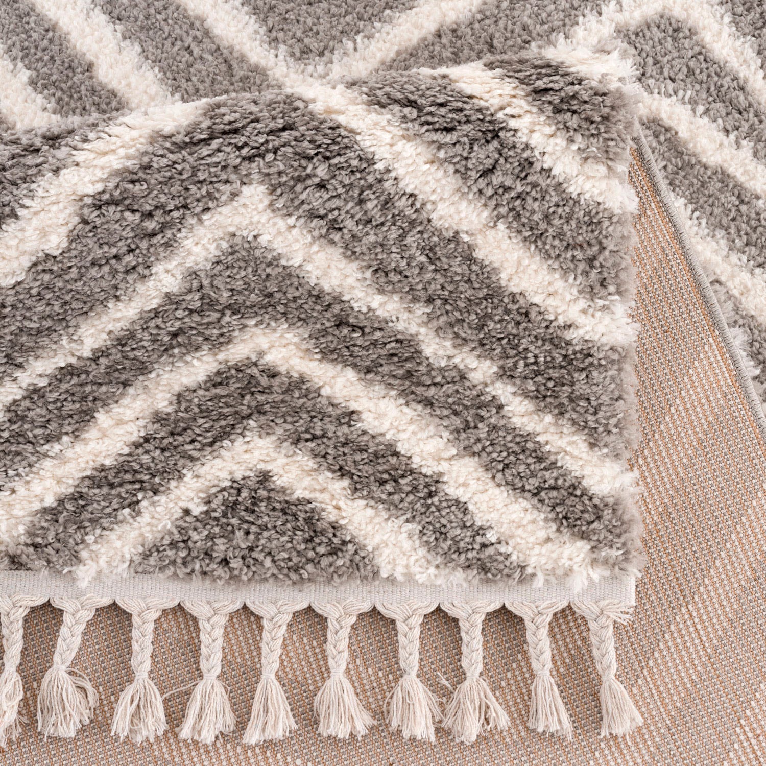 Carpet City Hochflor-Teppich »Pulpy 531«, rechteckig, 30 mm Höhe, besonders weich, mit Fransen, Zickzack Look