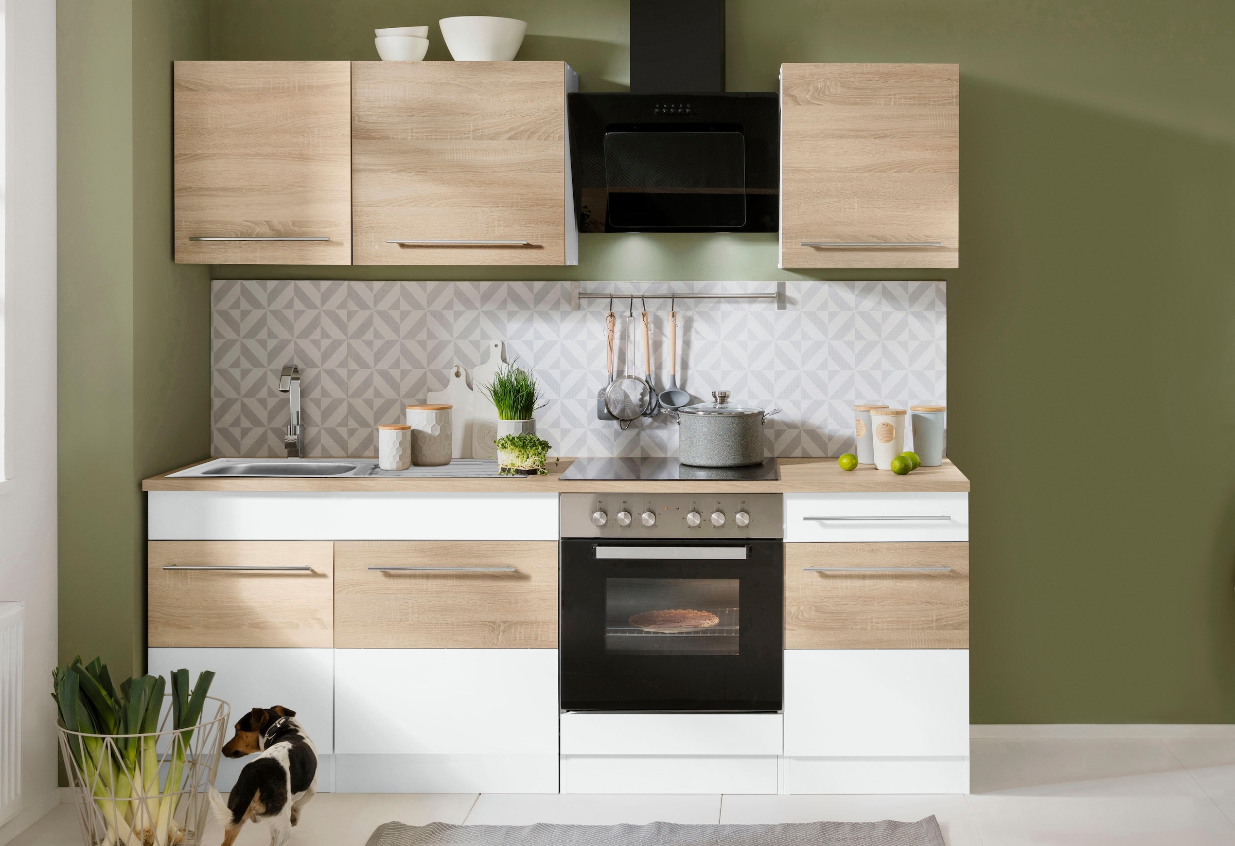 KOCHSTATION Küchenzeile »KS-Trient« Breite 210 cm, wahlweise mit E-Geräten, mit Arbeitsplatte