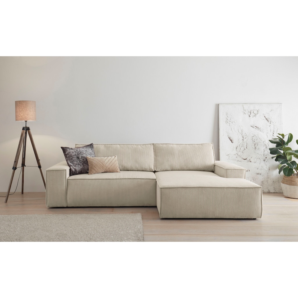 Ecksofa SHERWOOD Schlafsofa, mit Bettkasten, Cord-Bezug