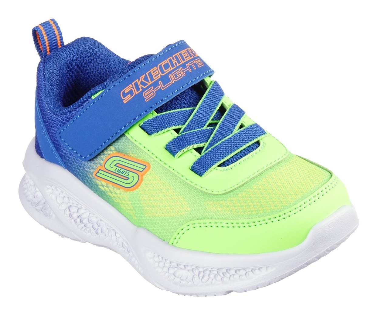 Skechers Lauflernschuh »SKECHERS METEOR-LIGHTS«, Blink,-Klettschuh zum Schlüpfen, Neon, Größenschablone zum Download