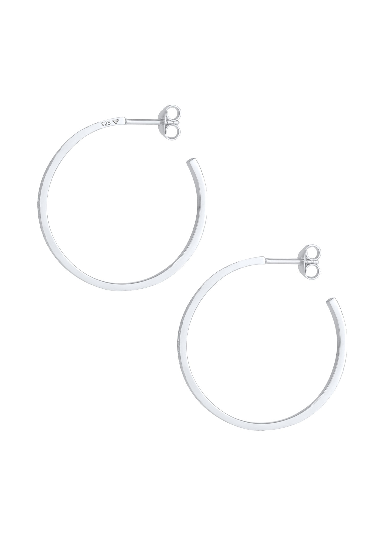 Elli Paar Creolen »Ohrringe Creolen Stecker Struktur Gehämmert 925 Silber«