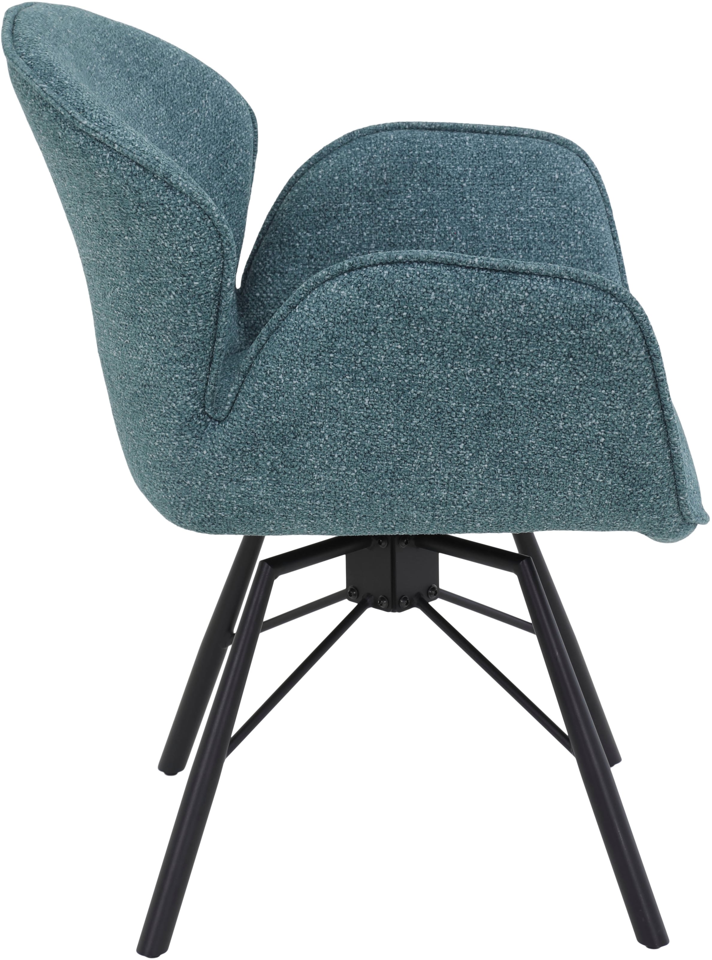 HELA 4-Fußstuhl »BRISTOL, Armlehnen Stuhl, Sessel, Esszimmerstuhl«, (Set), 1 St., Microfaser-Bouclé, 360° drehbar mit Auto-Return,gepolstert,Boucléoptik,Armlehnen