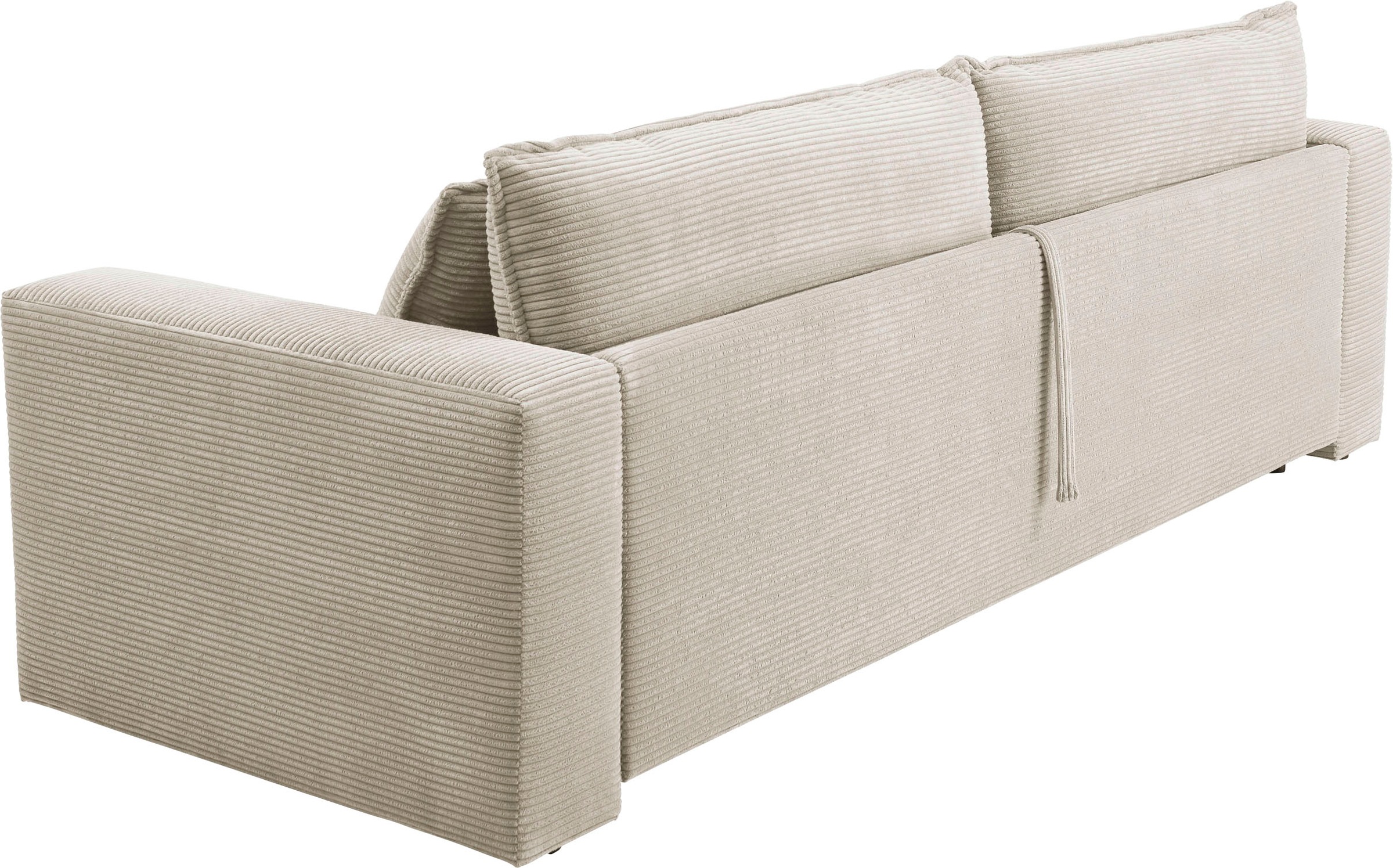 Places of Style 3-Sitzer »PIAGGE«, Cord-Bezug - mit Bettfunktion und Bettkasten, mit praktischem Topper