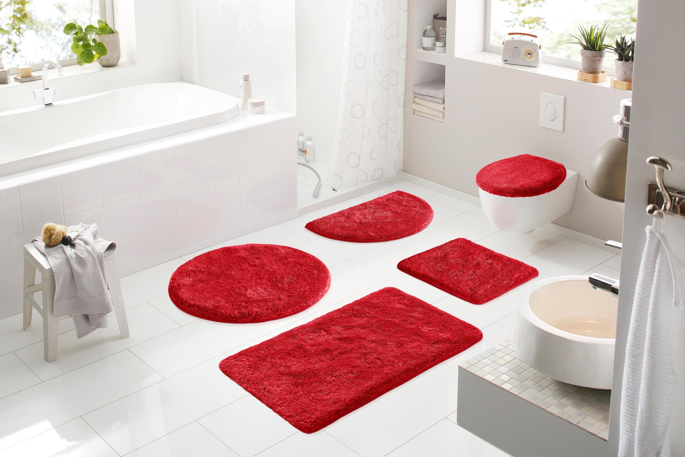 Grund Badematte »Melos, Badvorleger, Badezimmer Teppich, sehr weich«, rutschhemmend beschichtet, fußbodenheizungsgeeignet, melierte Optik, sehr weicher Flor, Melange-Effekt, Made in Europe