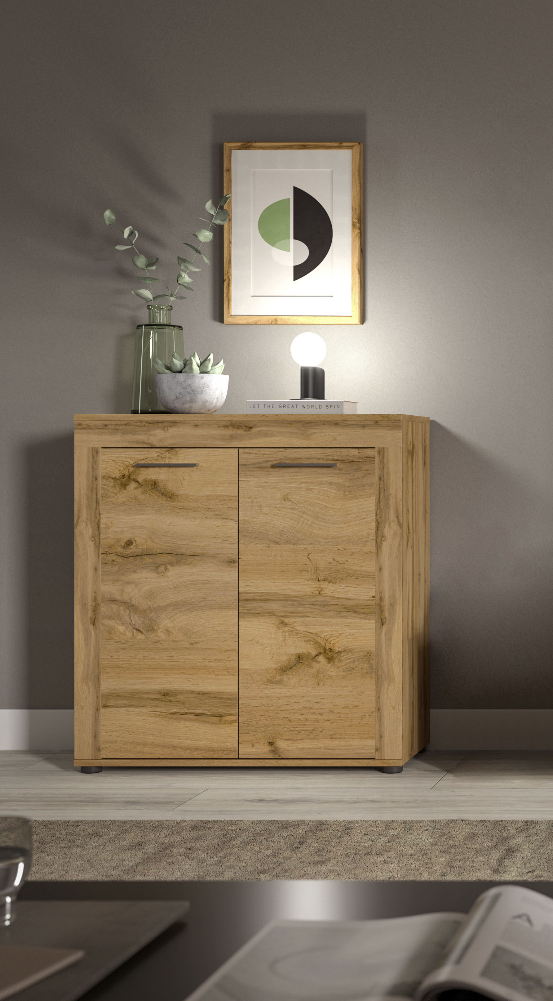 INOSIGN Highboard »Aosta, Höhe 88 cm, in verschiedenen Farbausführungen«, mit 2 Türen und 3 Fächern, Wohnzimmer, Kommode, Schrank