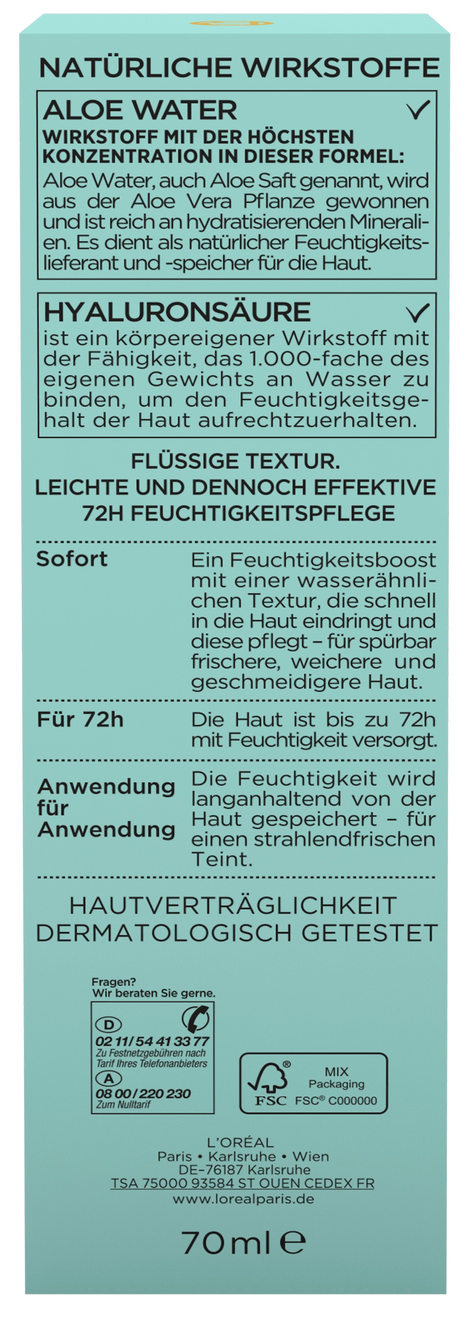L'ORÉAL PARIS Gesichtsfluid »Hydra Genius Aloe Aqua« hochkonzentrierte Feuchtigkeit, zieht sofort ein, weichere Haut